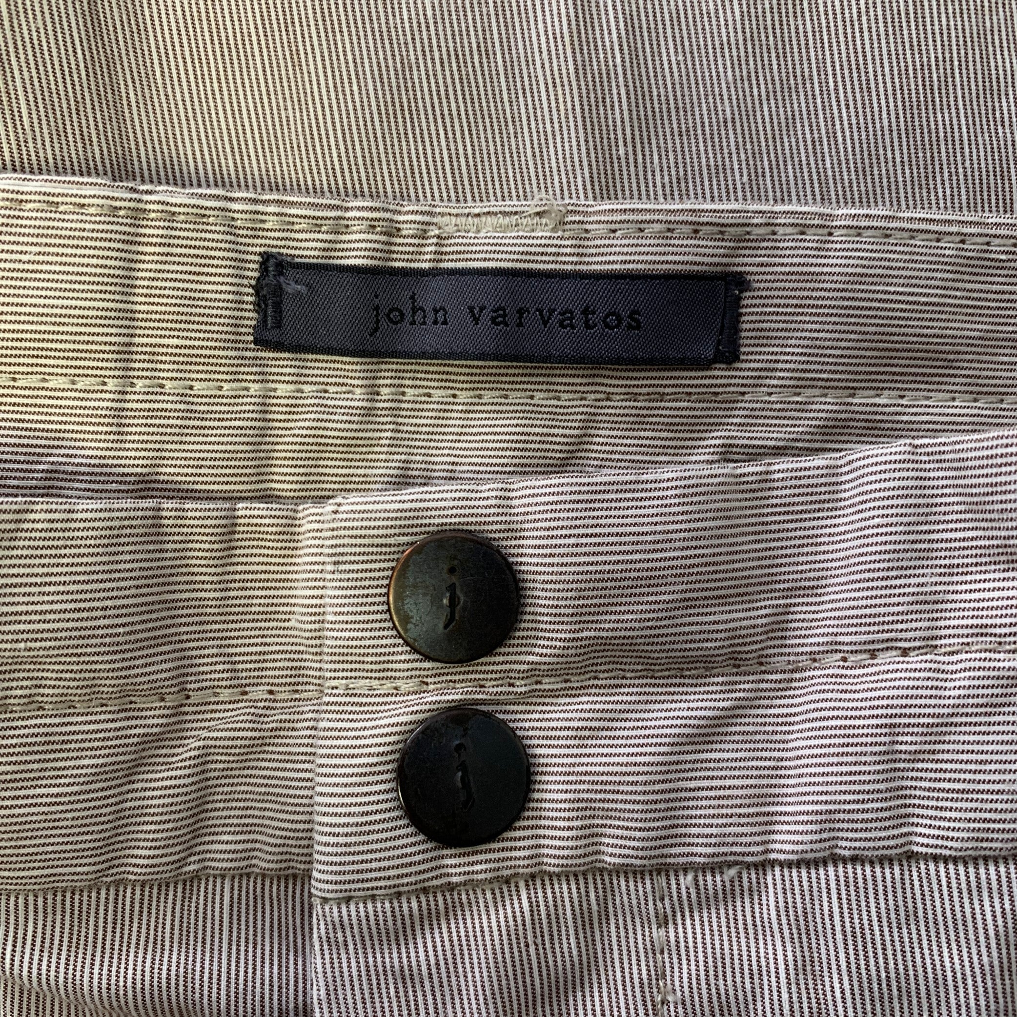 JOHN VARVATOS Size 32 Brown Heather Cotton Linen Raw Hem Shorts - Image 3