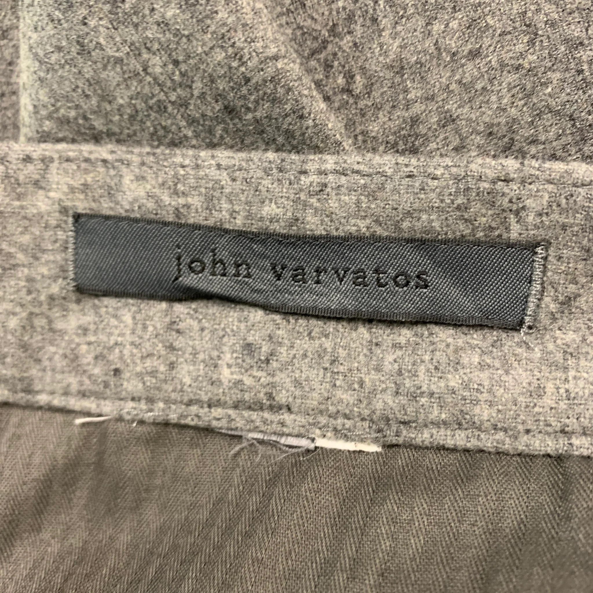 JOHN VARVATOS Size 32 Grey Heather Flat Front Dress Pants - Image 3
