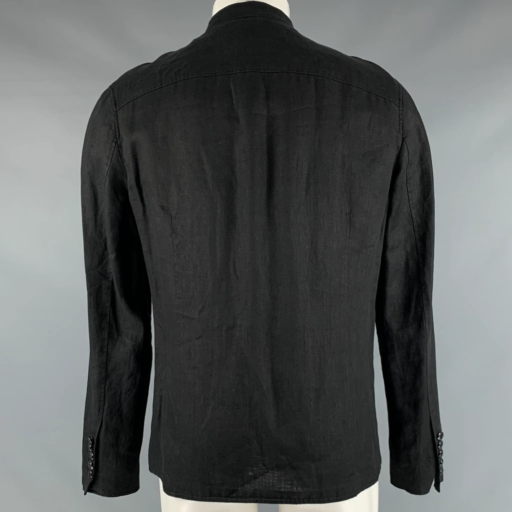 JOHN VARVATOS Size 40 Black Lines Zip Up Buttons Jacket - Image 4
