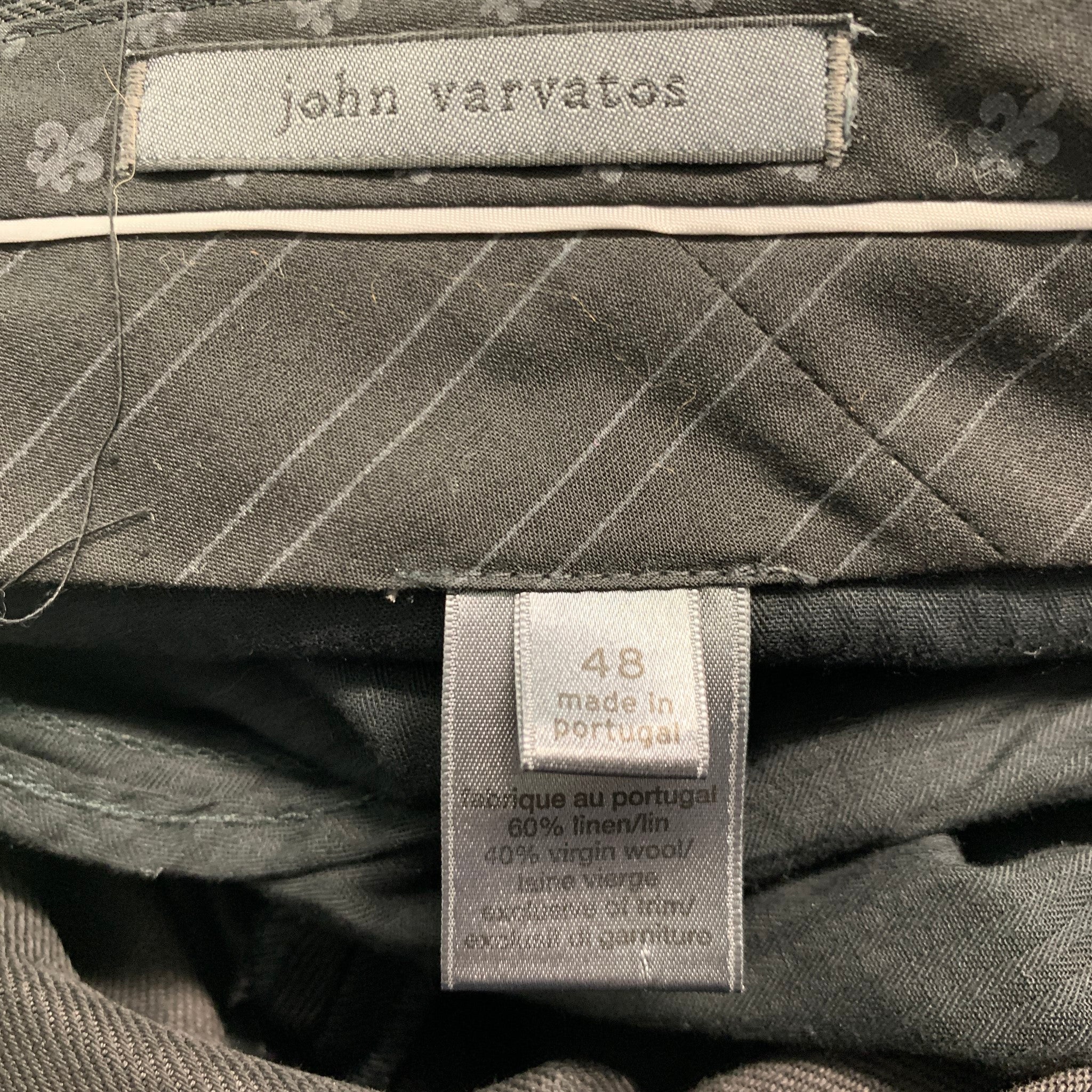 JOHN VARVATOS Size 40 Black Solid Linen Wool Peak Lapel Tuxedo - Image 10
