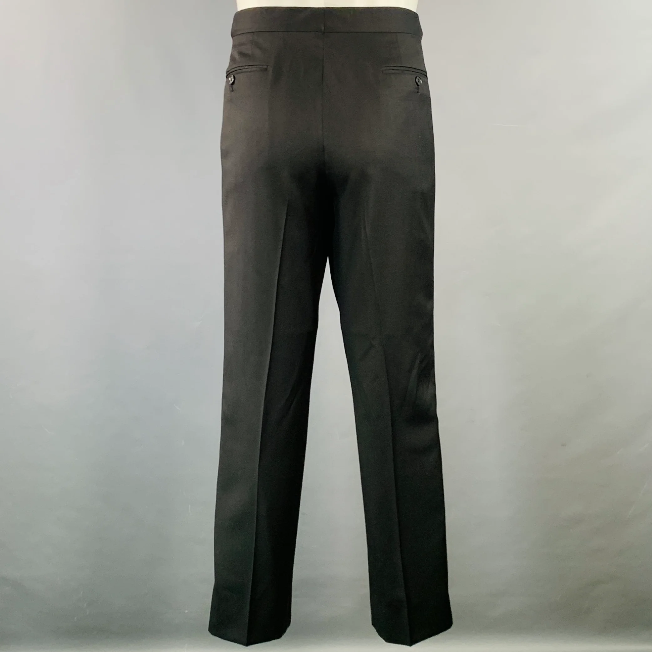 JOHN VARVATOS Size 40 Regular Black Wool Twill Notch Lapel Suit - Image 6