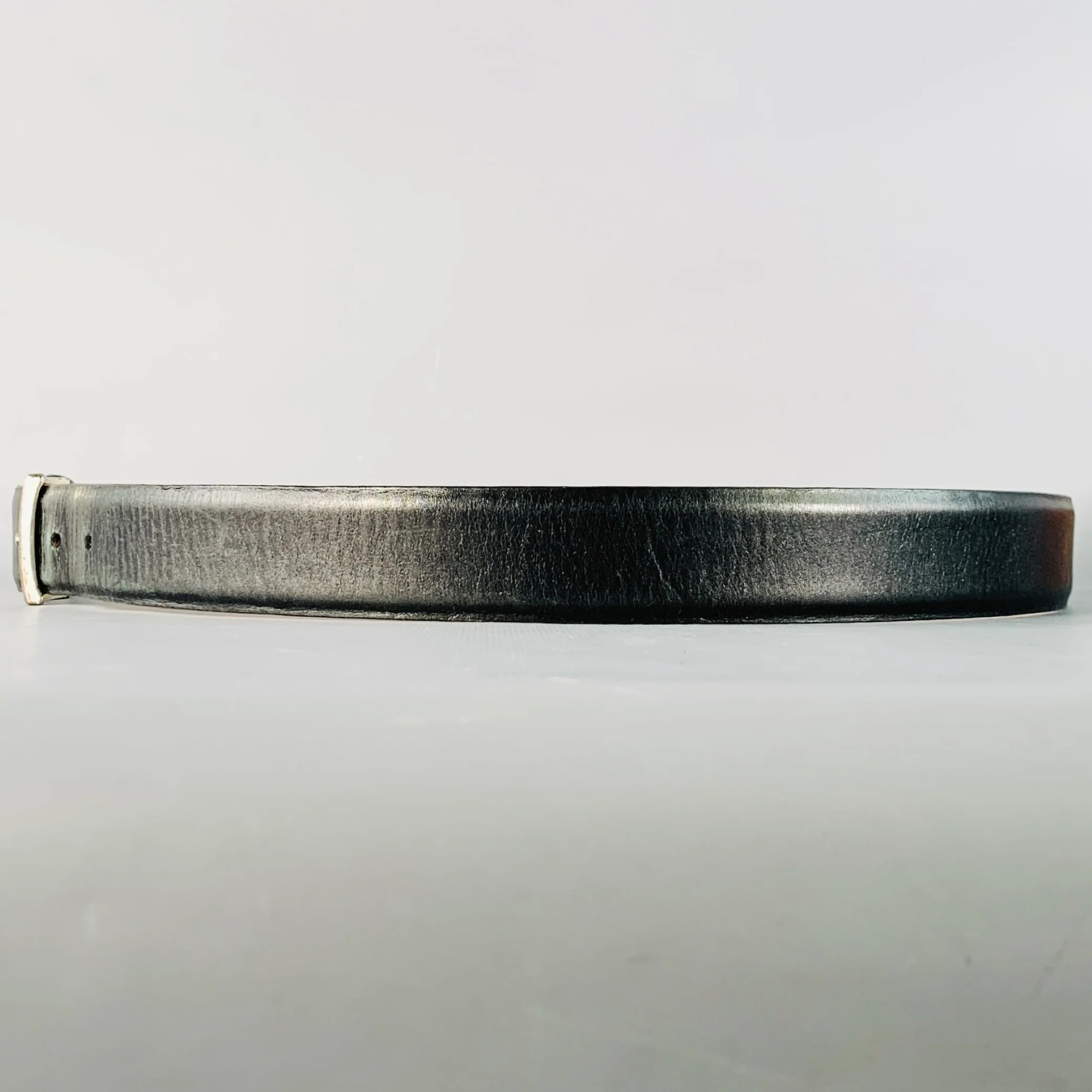 JOHN VARVATOS Size 42 Black Silver Leather Belt - Image 4