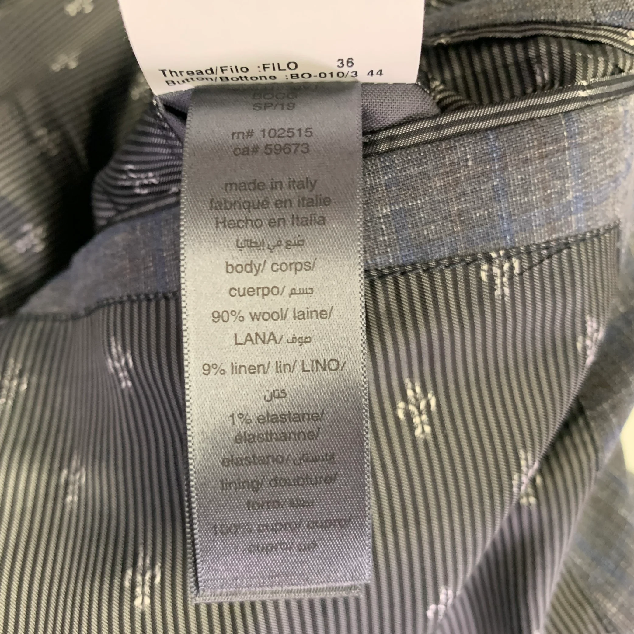 JOHN VARVATOS Size 42 Grey Blue Wool Linen Single Breasted Suit - Image 11