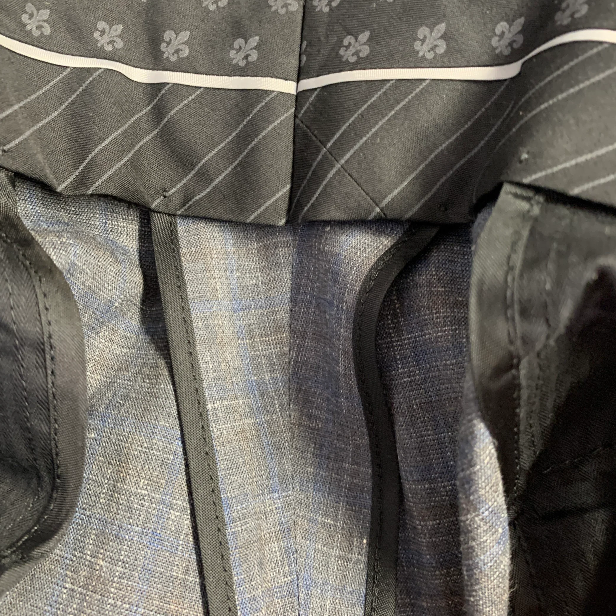 JOHN VARVATOS Size 42 Grey Blue Wool Linen Single Breasted Suit - Image 15