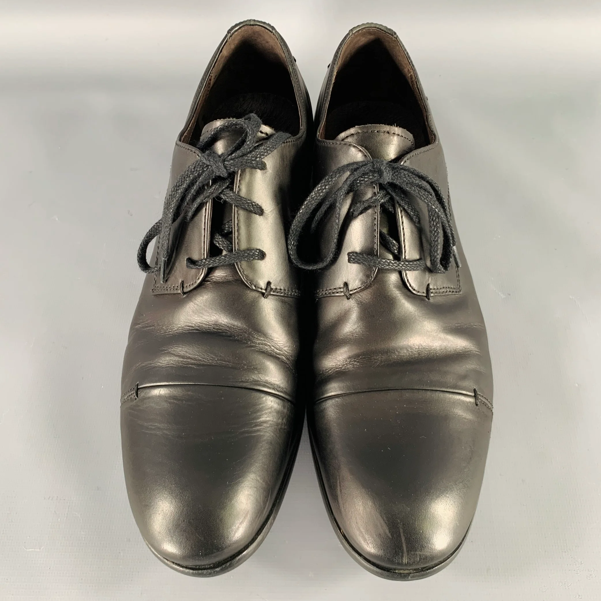 JOHN VARVATOS Size 9.5 Black Leather Derby Lace-Up Shoes - Image 4