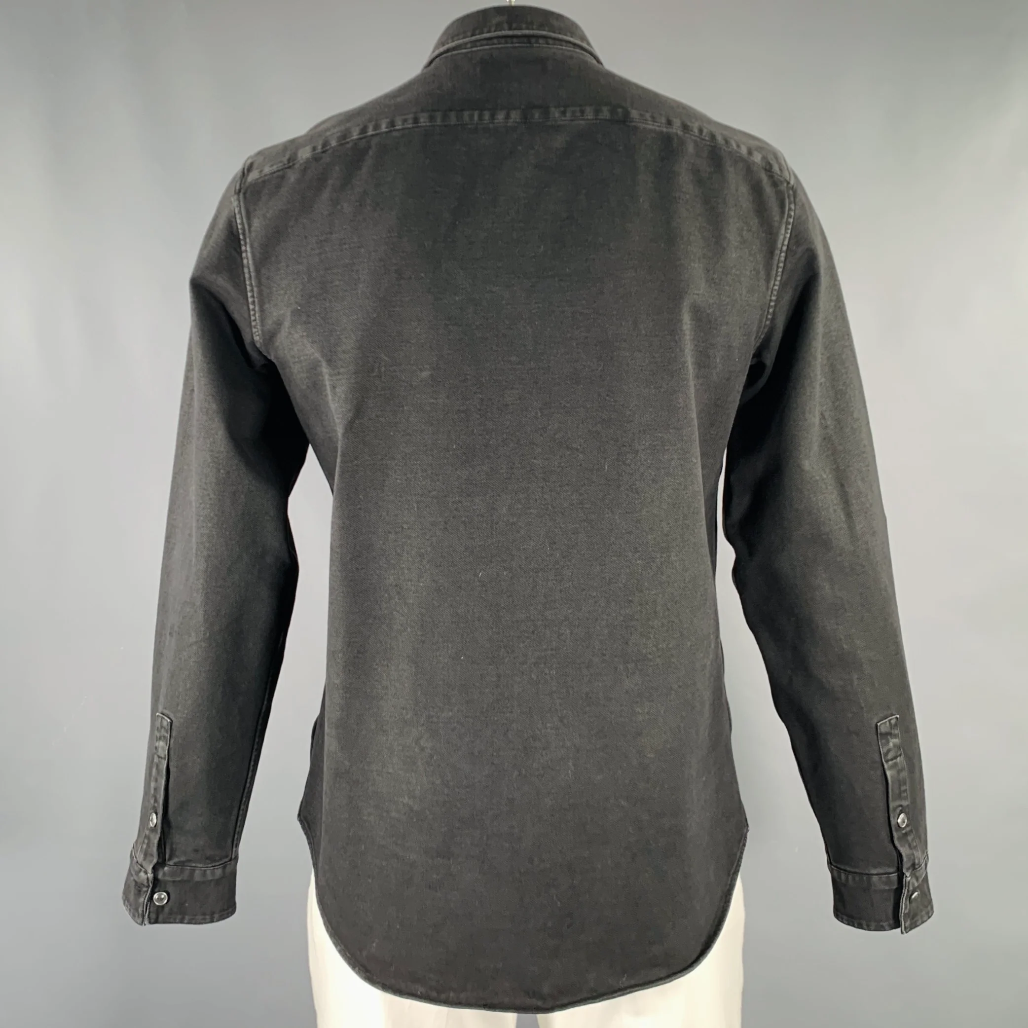 JOHN VARVATOS Size L Black Cotton Blend Long Sleeve Shirt - Image 4