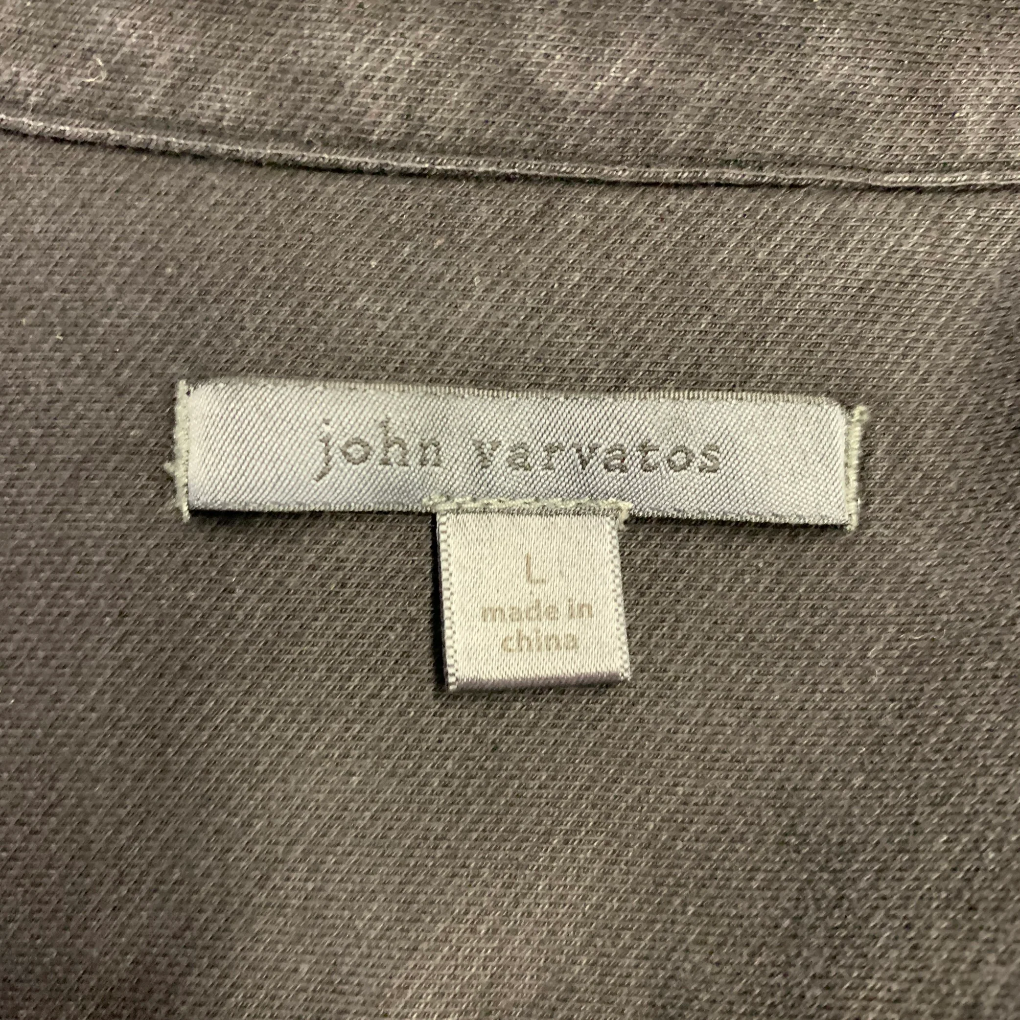 JOHN VARVATOS Size L Black Cotton Blend Long Sleeve Shirt - Image 5