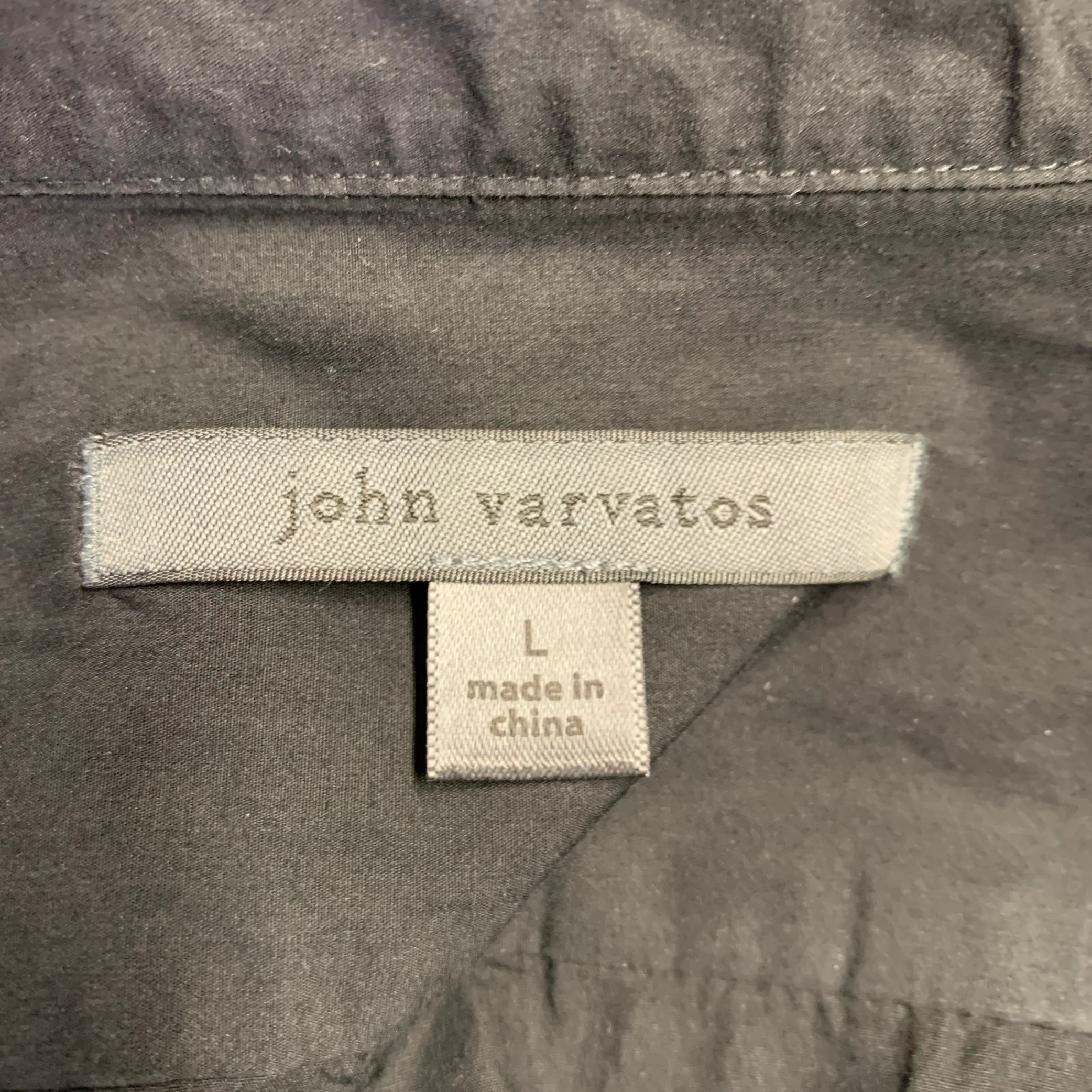 JOHN VARVATOS Size L Black Cotton Roll Tabs One Pocket Long Sleeve Shirt - Image 5