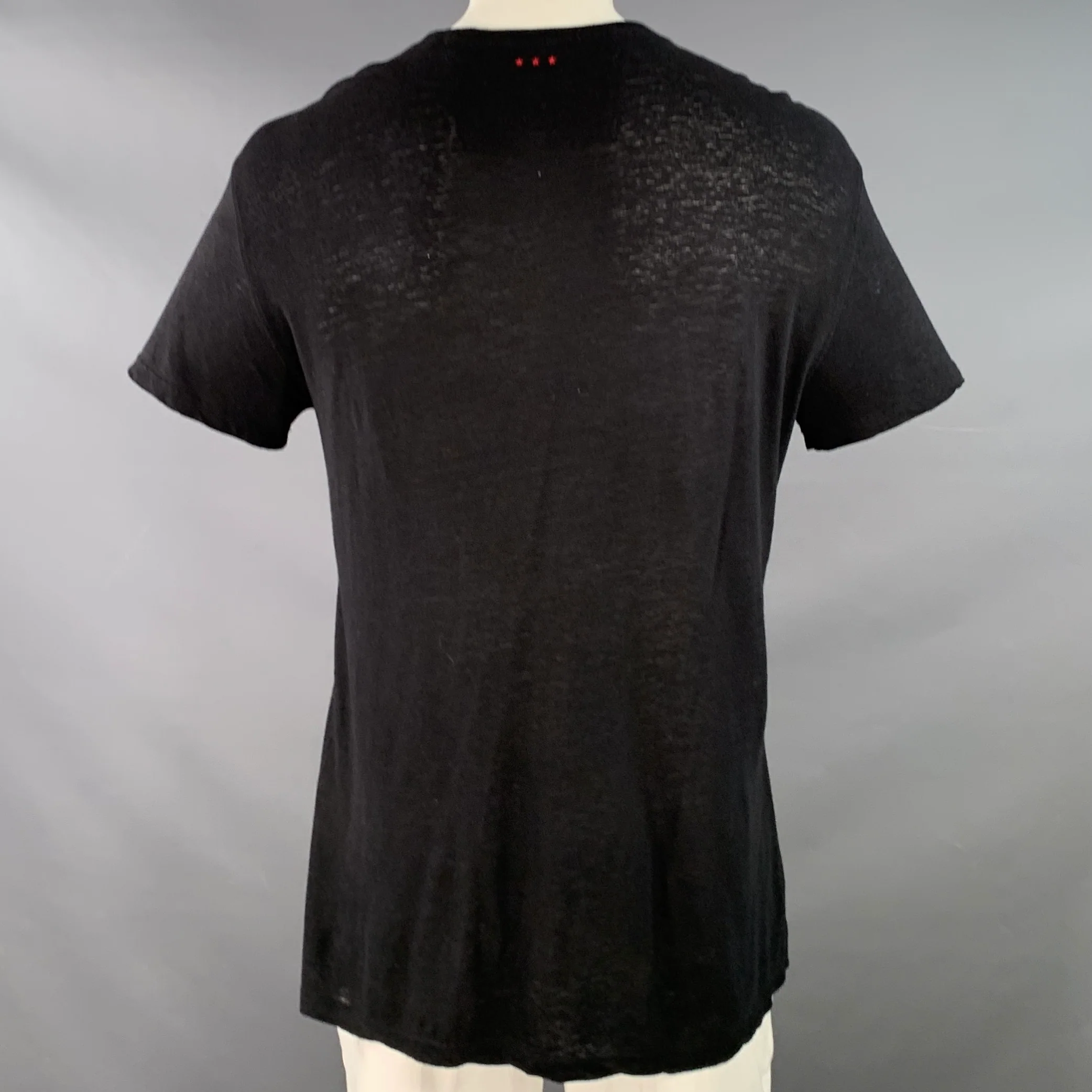 JOHN VARVATOS Size L Black Multi Color Skull Embroidery Short Sleeve T-shirt - Image 4