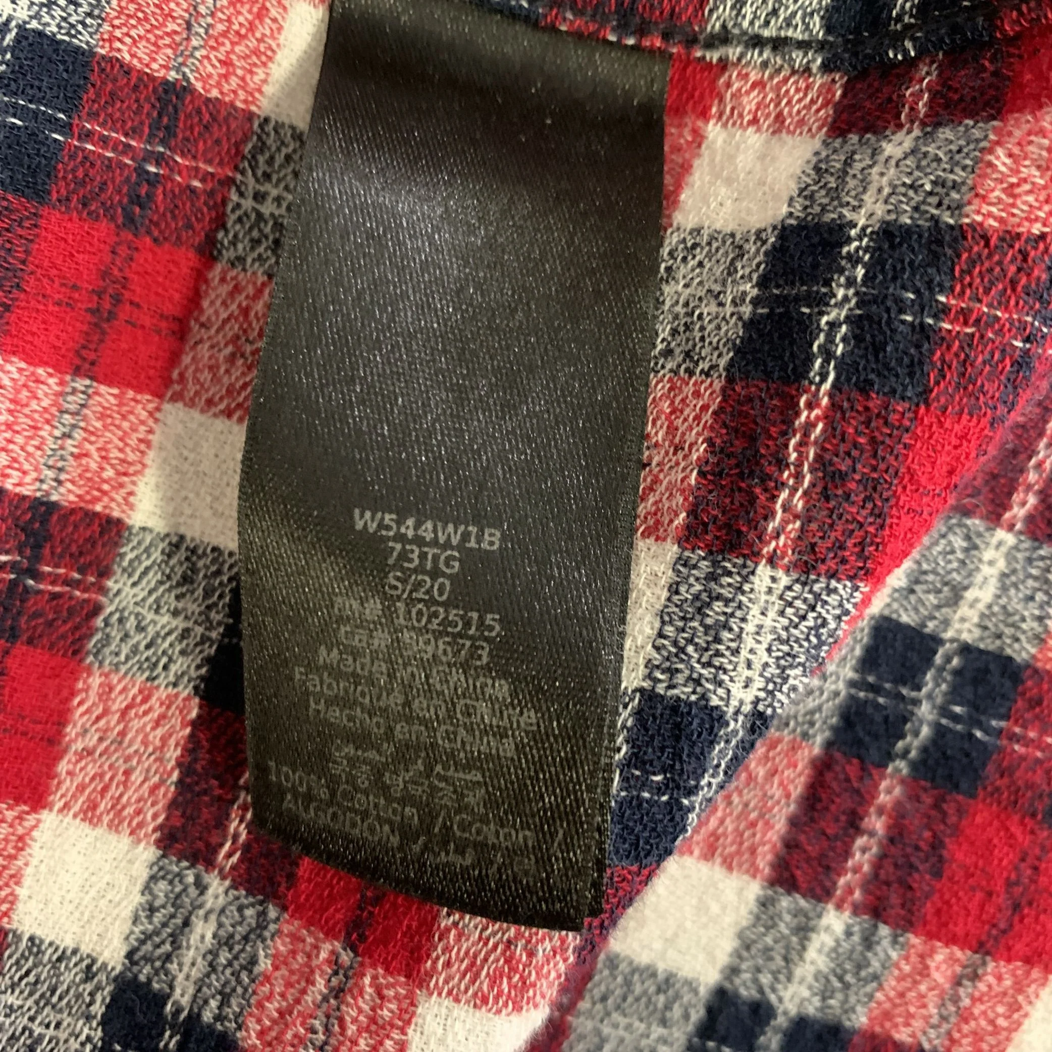 JOHN VARVATOS Size L Red Navy & Cream Plaid Cotton Long Sleeve Shirt - Image 5