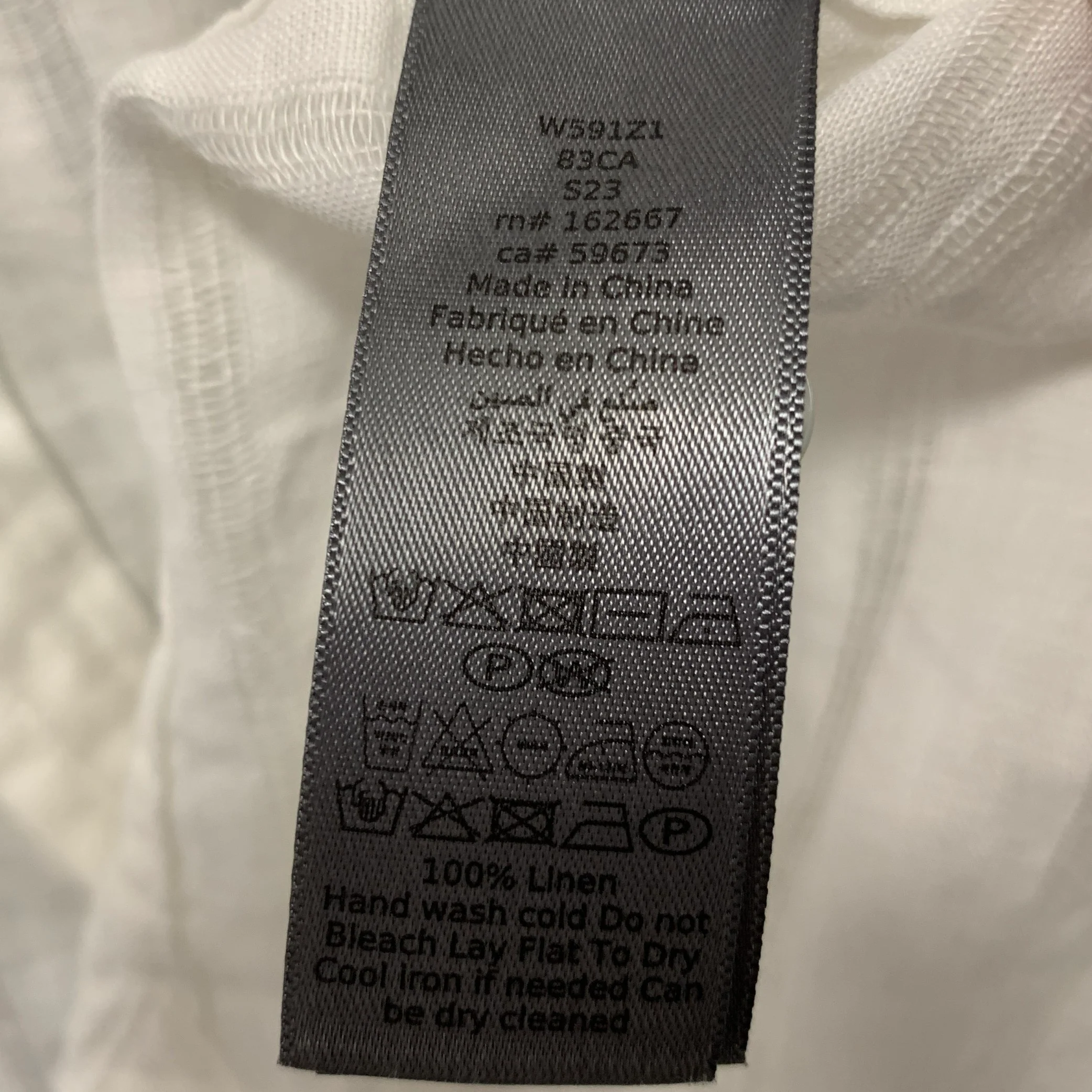 JOHN VARVATOS Size L White Textured Linen Nehru Collar Long Sleeve Shirt - Image 8
