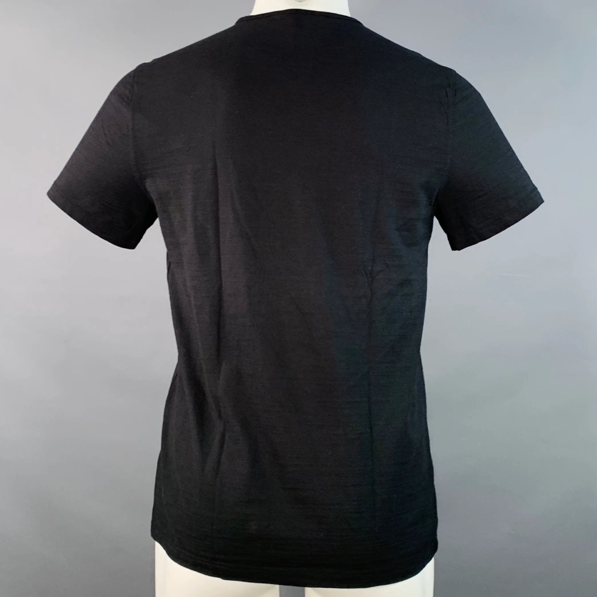 JOHN VARVATOS Size M Black Cotton Jersey Short Sleeve T-shirt - Image 3