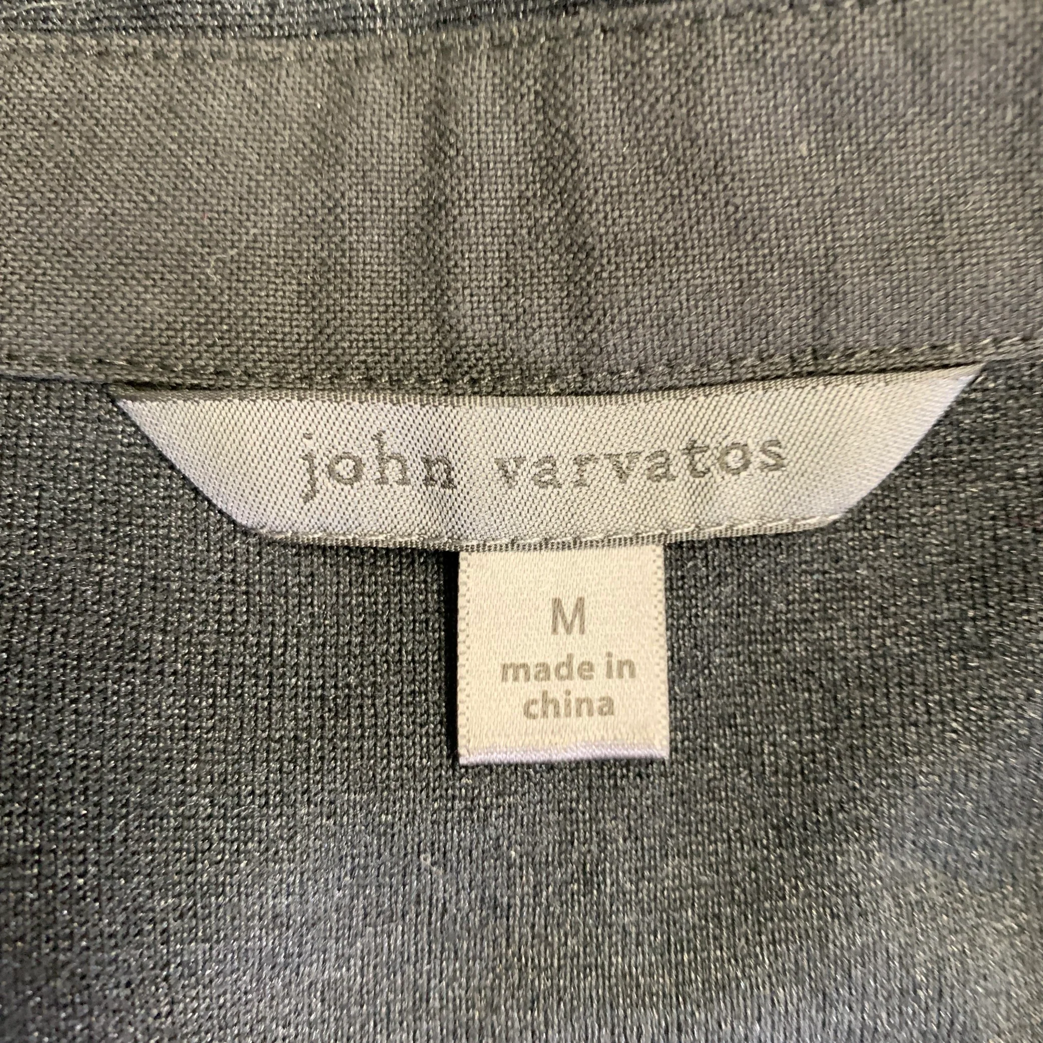 JOHN VARVATOS Size M Black Shimmery Silk Cotton Long Sleeve Shirt - Image 5