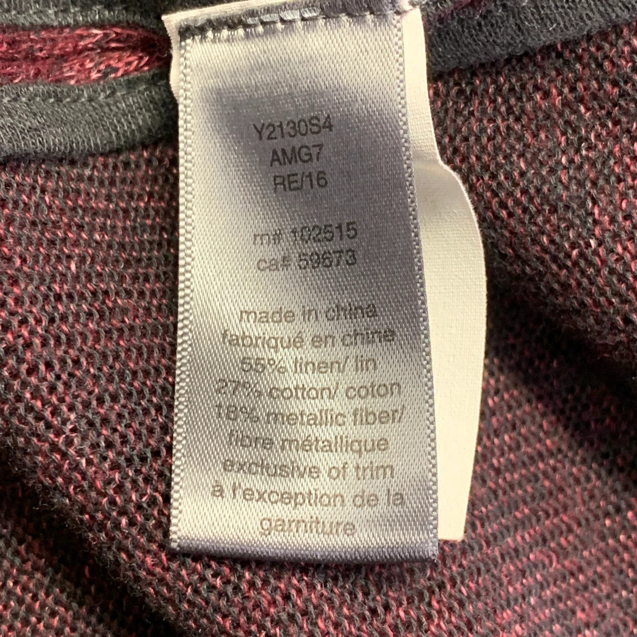 JOHN VARVATOS Size M Burgundy Linen Cotton Metallic Notch Lapel Cardigan - Image 8