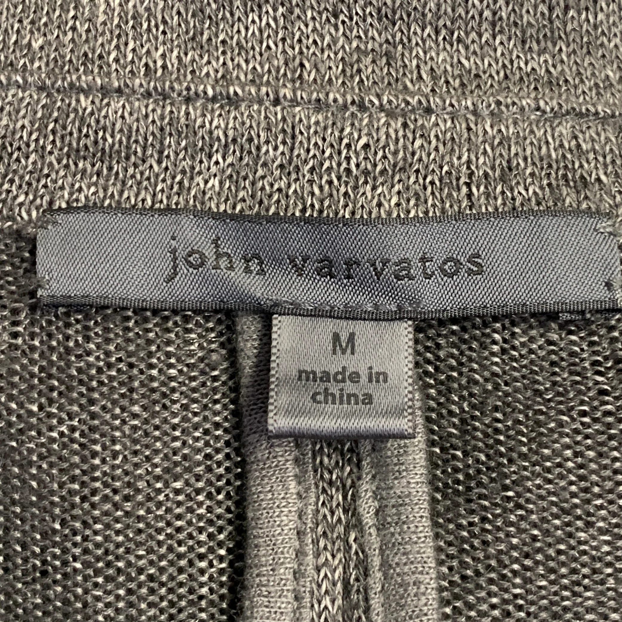 JOHN VARVATOS Size M Grey Charcoal Heather Linen Cotton Metallic Cardigan - Image 5