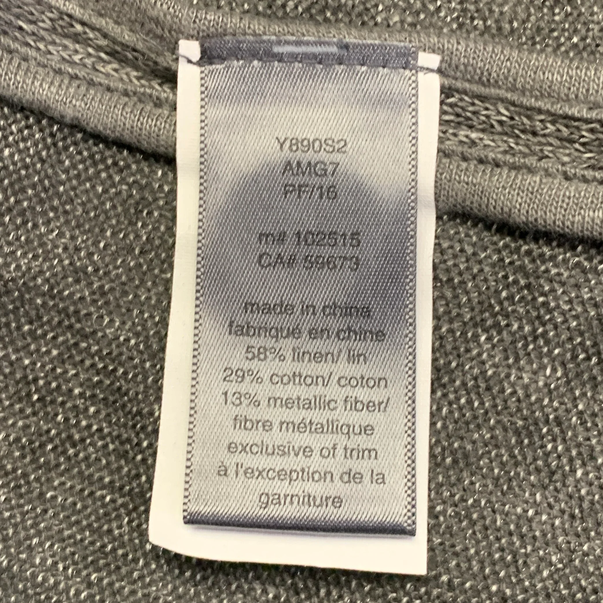 JOHN VARVATOS Size M Grey Charcoal Heather Linen Cotton Metallic Cardigan - Image 6