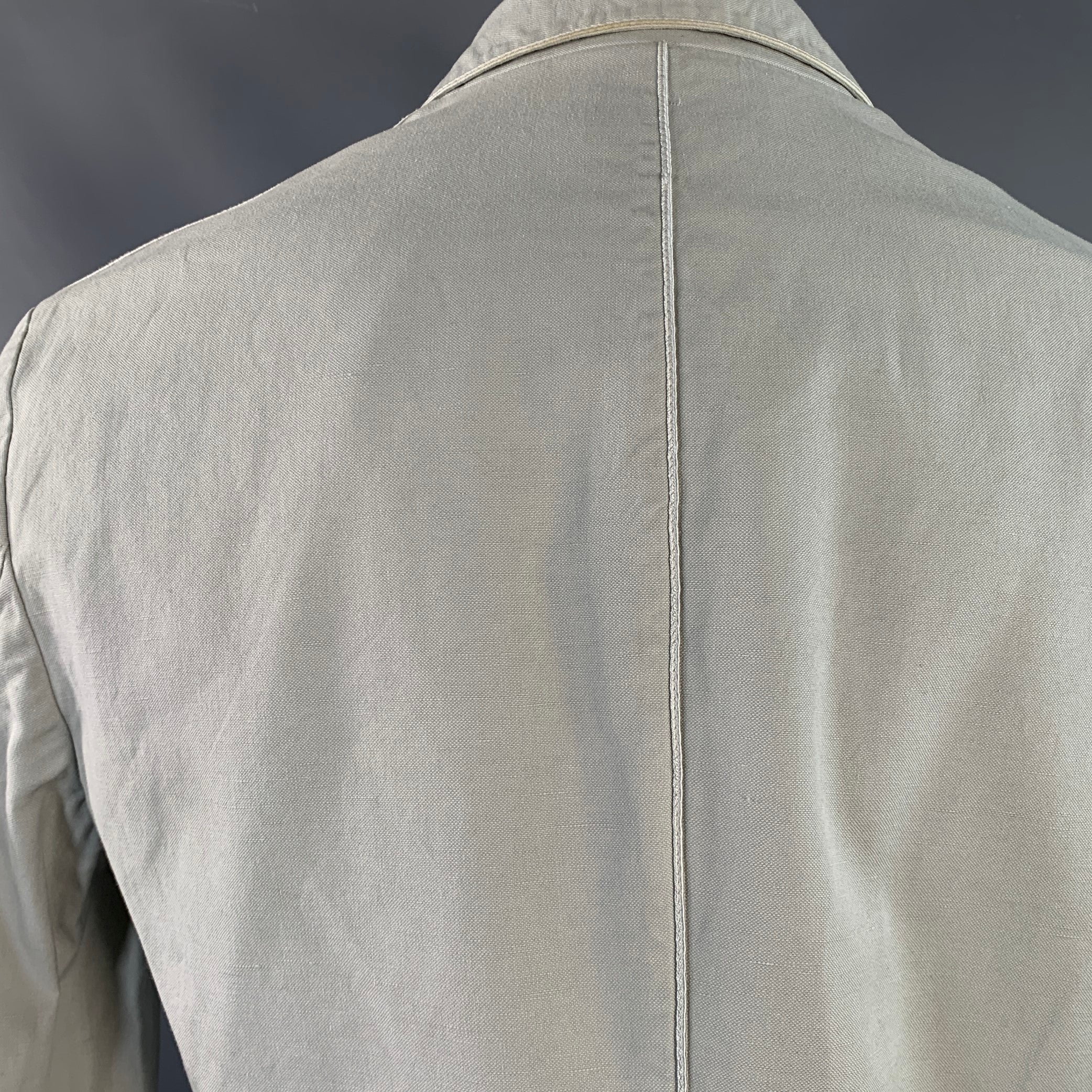 JOHN VARVATOS Size M Grey Cotton Linen Notch Lapel Sport Coat - Image 6