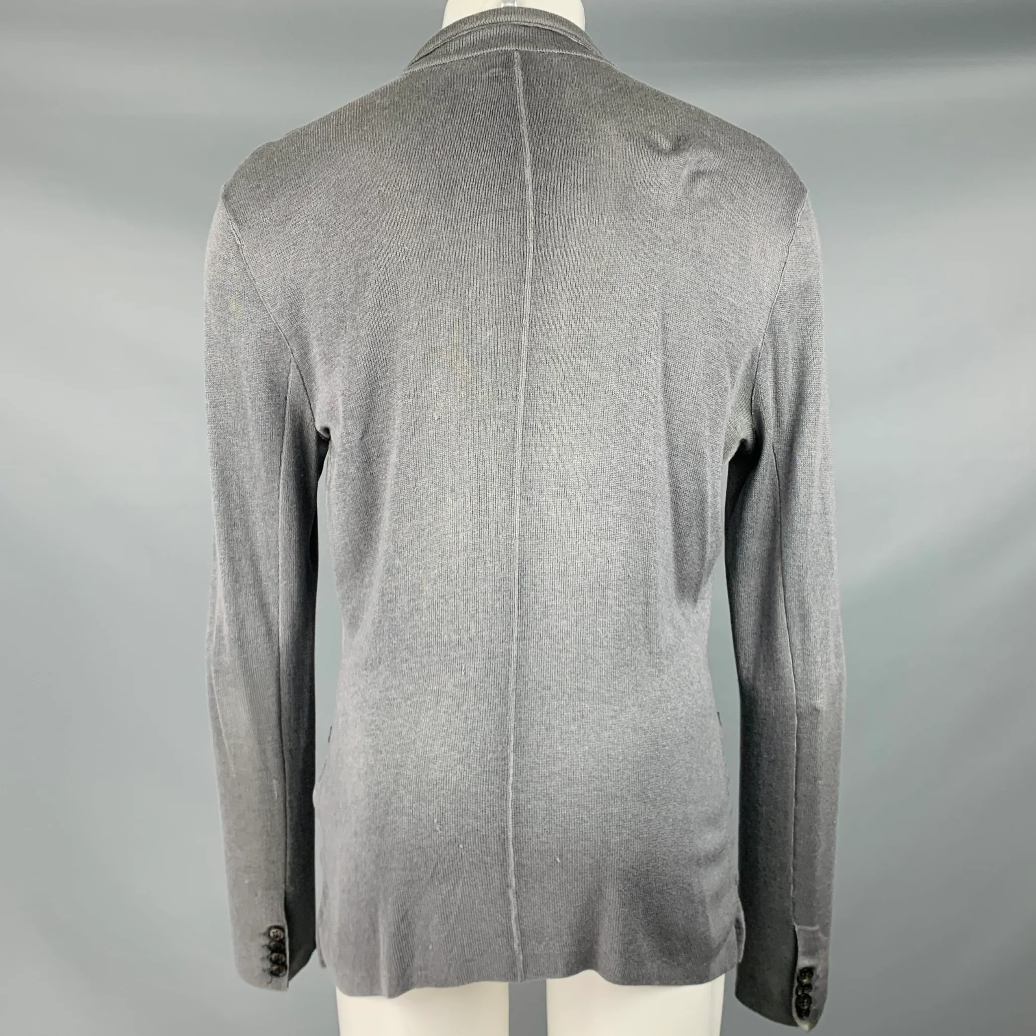 JOHN VARVATOS Size M Grey Silk Cashmere 2 Pockets Cardigan - Image 3