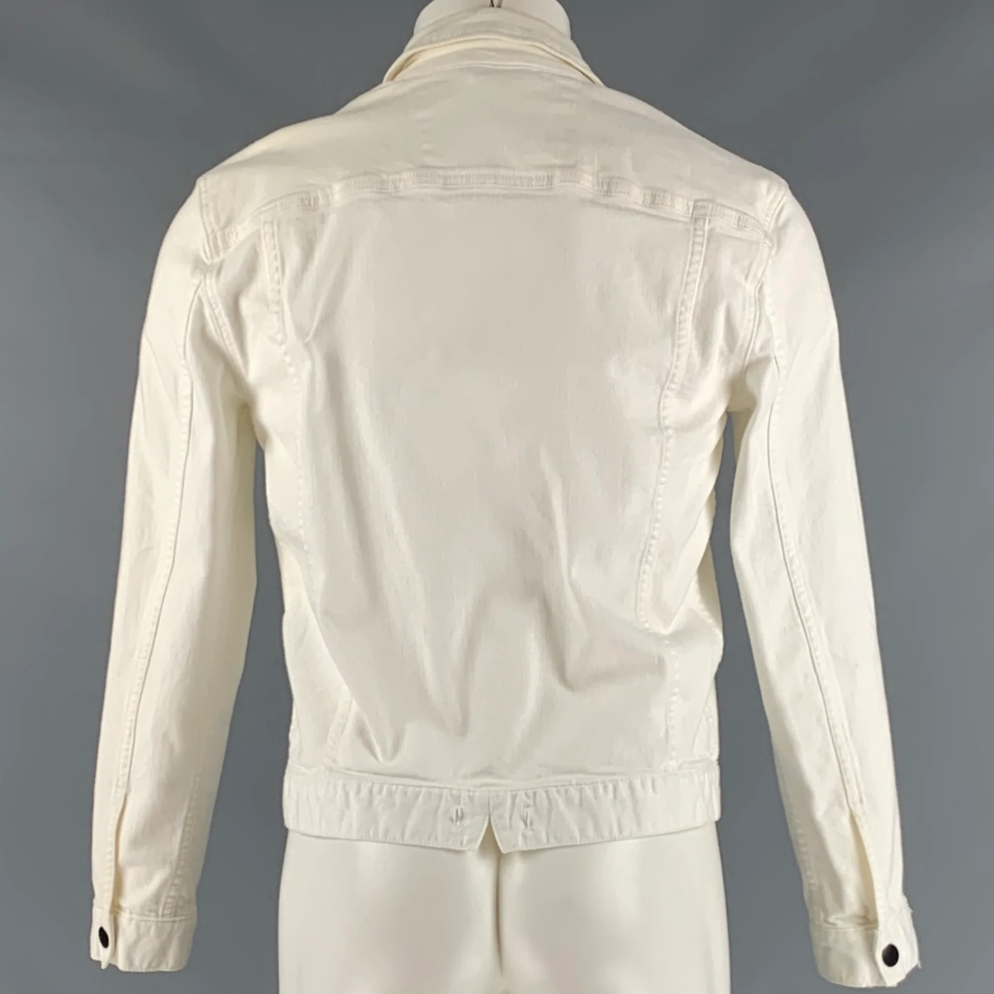 JOHN VARVATOS Size M Off White Cotton Polyester Trucker Jacket - Image 3