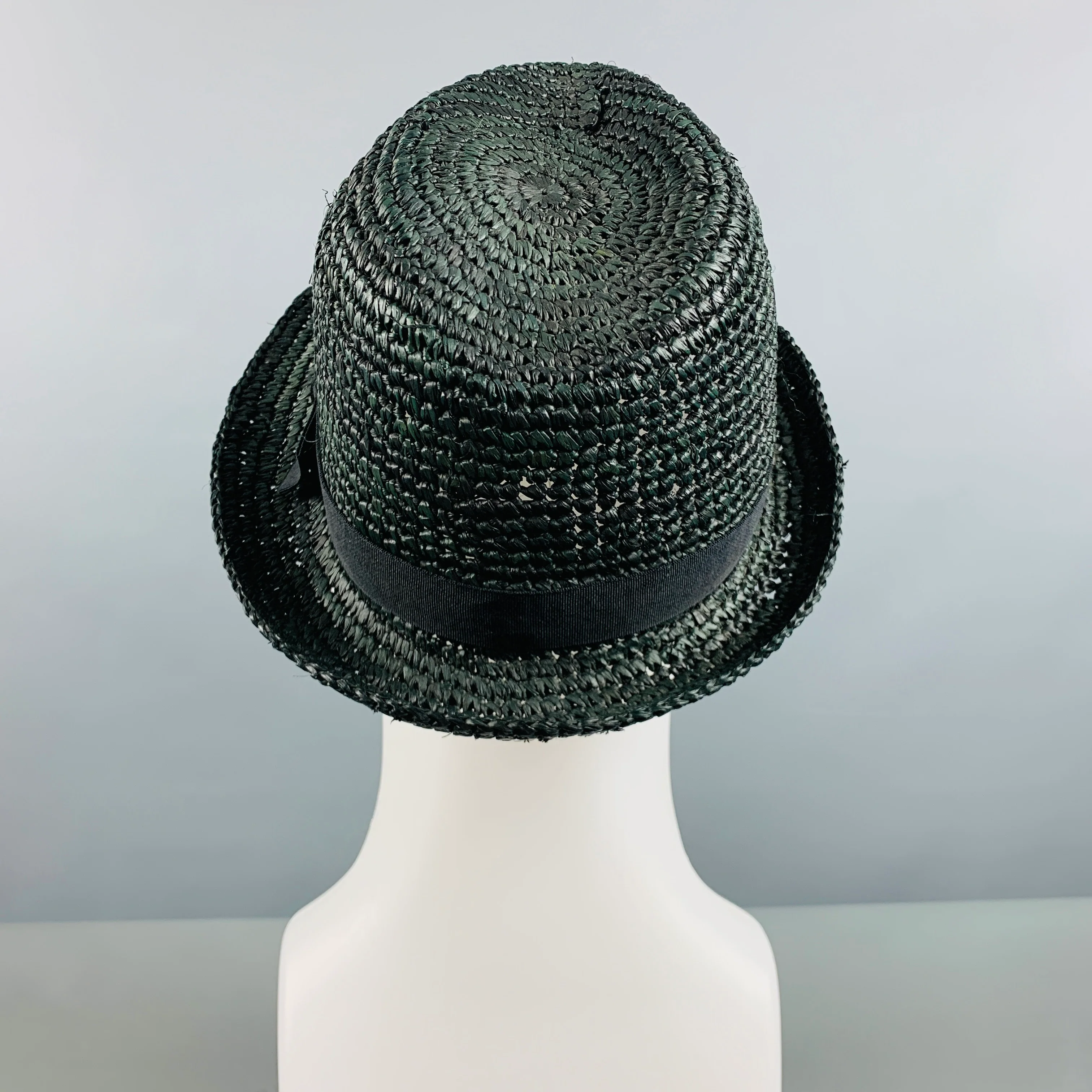 JOHN VARVATOS Size S/M Black Woven Paper Yarn Hats - Image 5