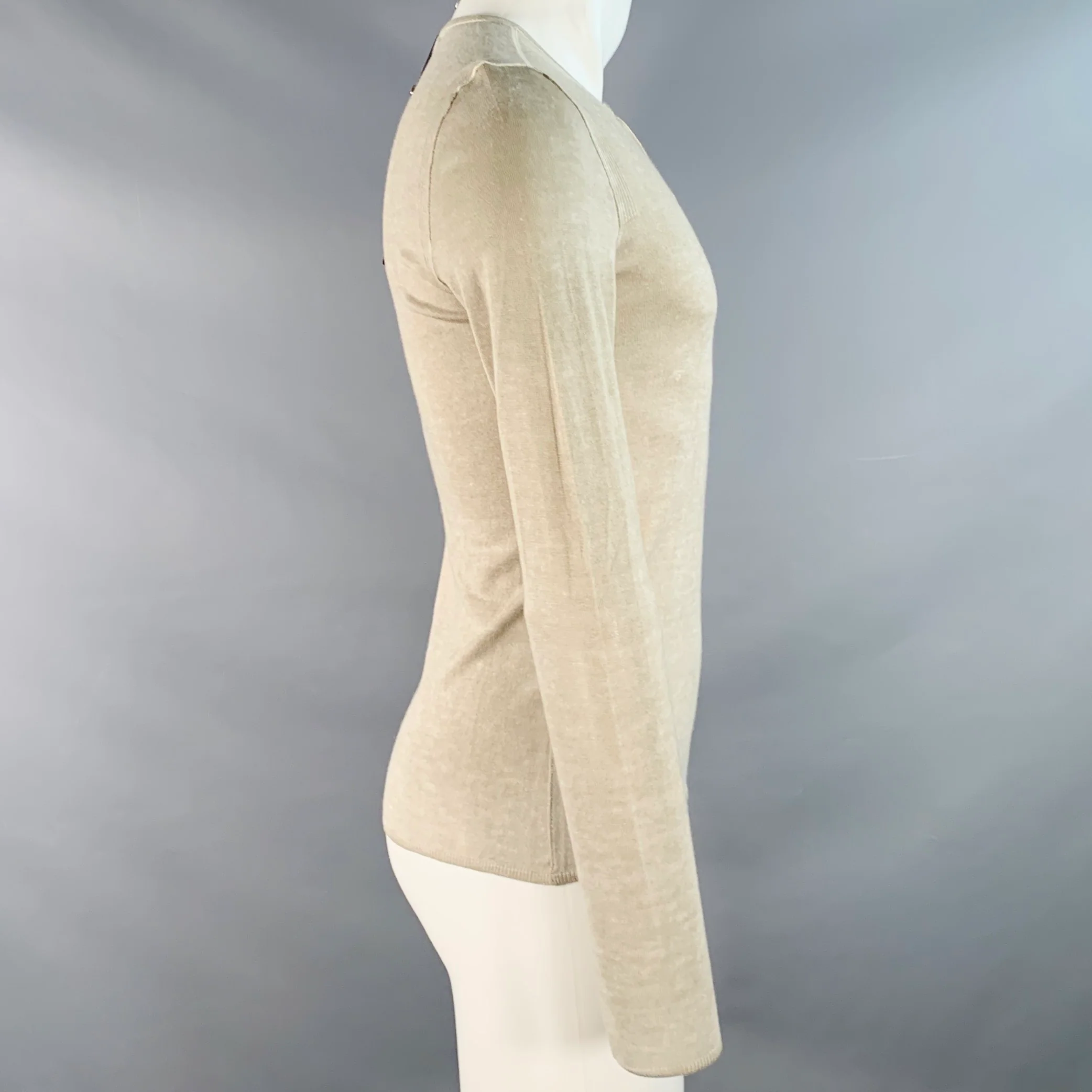 JOHN VARVATOS Size XS Green Sage Silk Cashmere Henley Pullover - Image 2
