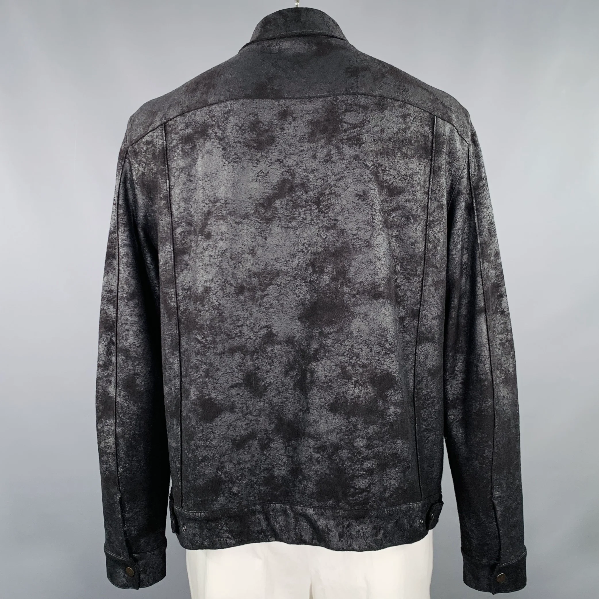 JOHN VARVATOS Size XXL Black Grey Marbled Polyester Blend Jacket - Image 4