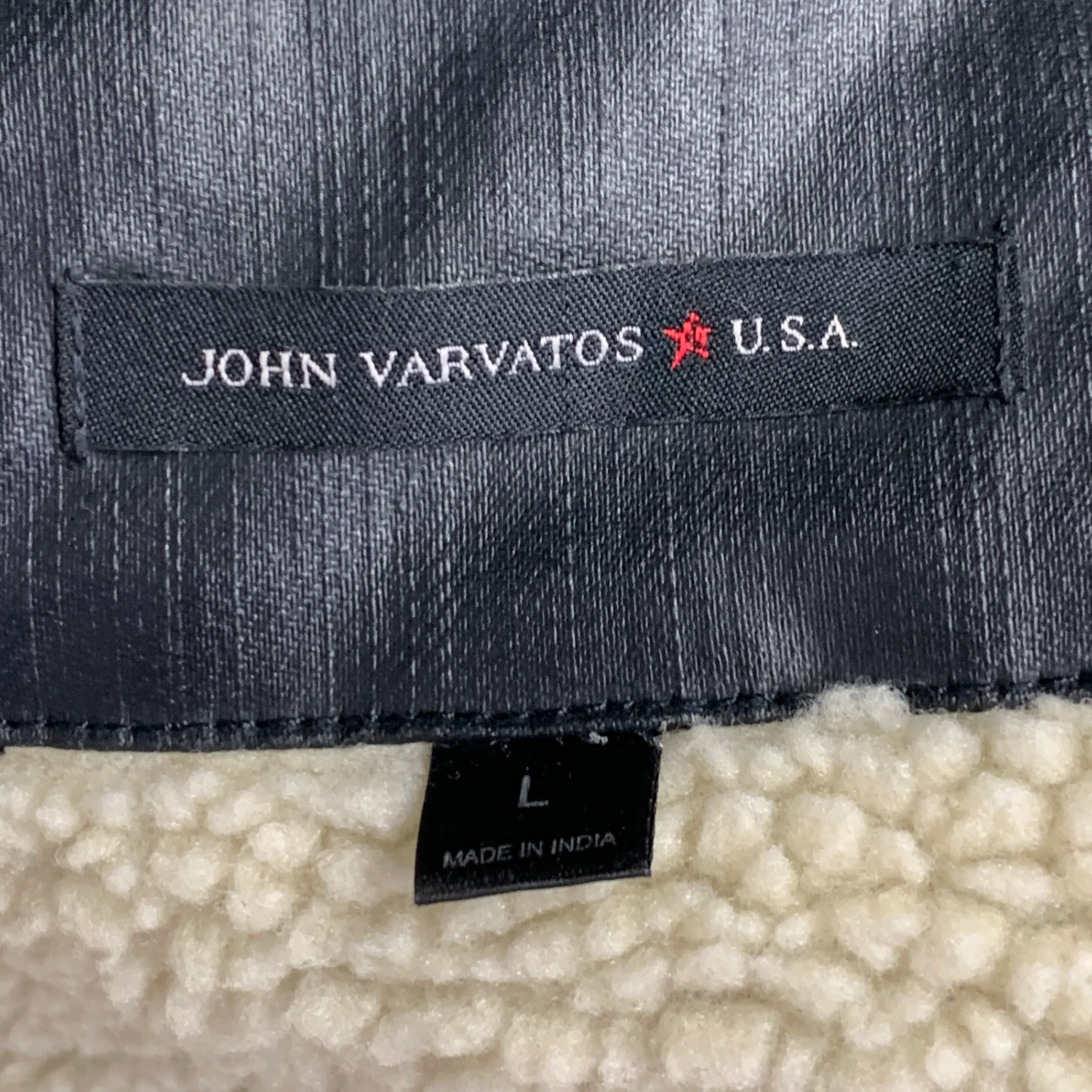 JOHN VARVATOS STAR USA Size L Black Coated Cotton Twill Snaps Jacket - Image 5