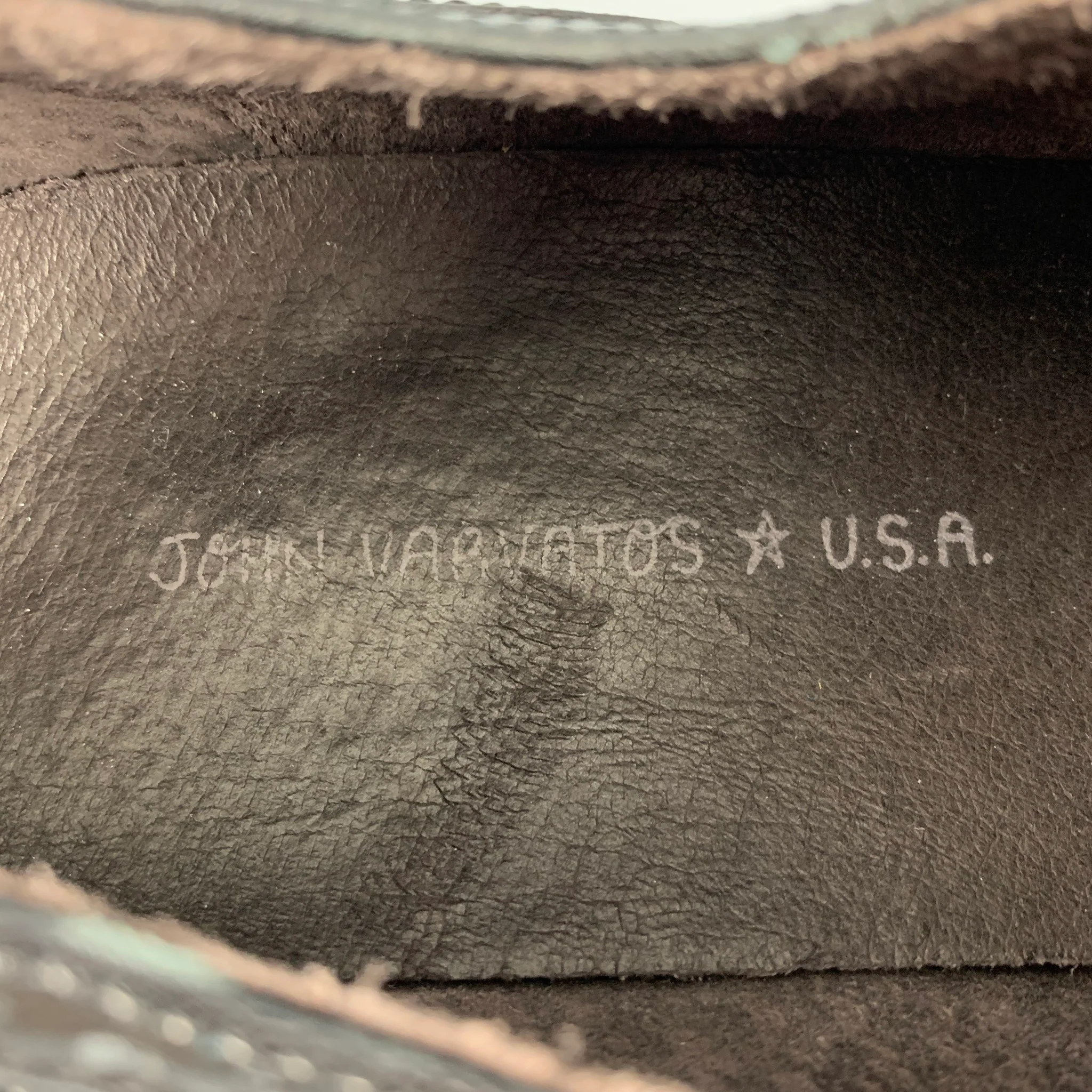 JOHN VARVATOS * U.S.A. Size 10.5 Black Perforated Leather Wingtip Lace Up Shoes - Image 7
