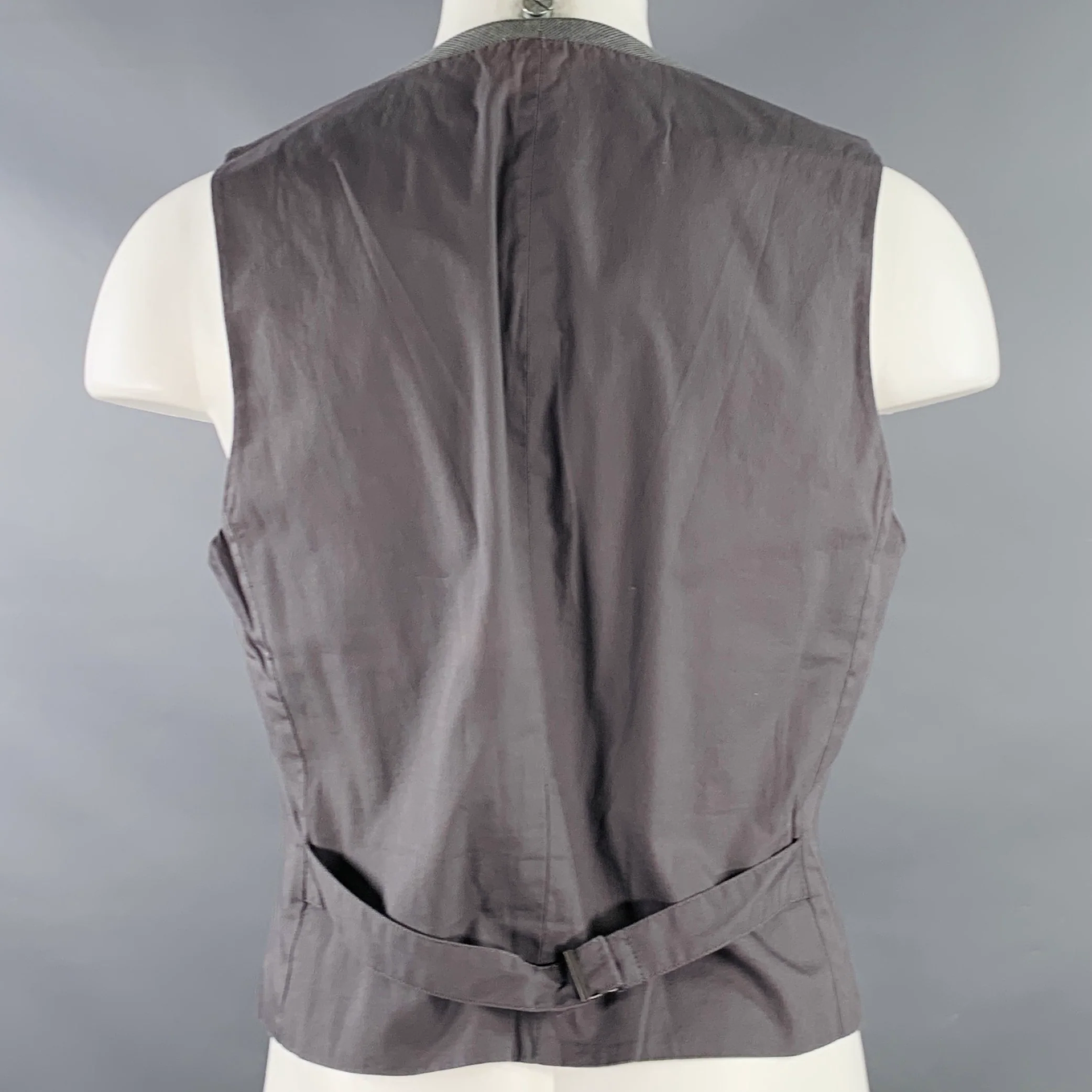 JOHN VARVATOS * U.S.A. Size 40 Grey Charcoal Stripe Cotton Zip Pockets Vest - Image 3