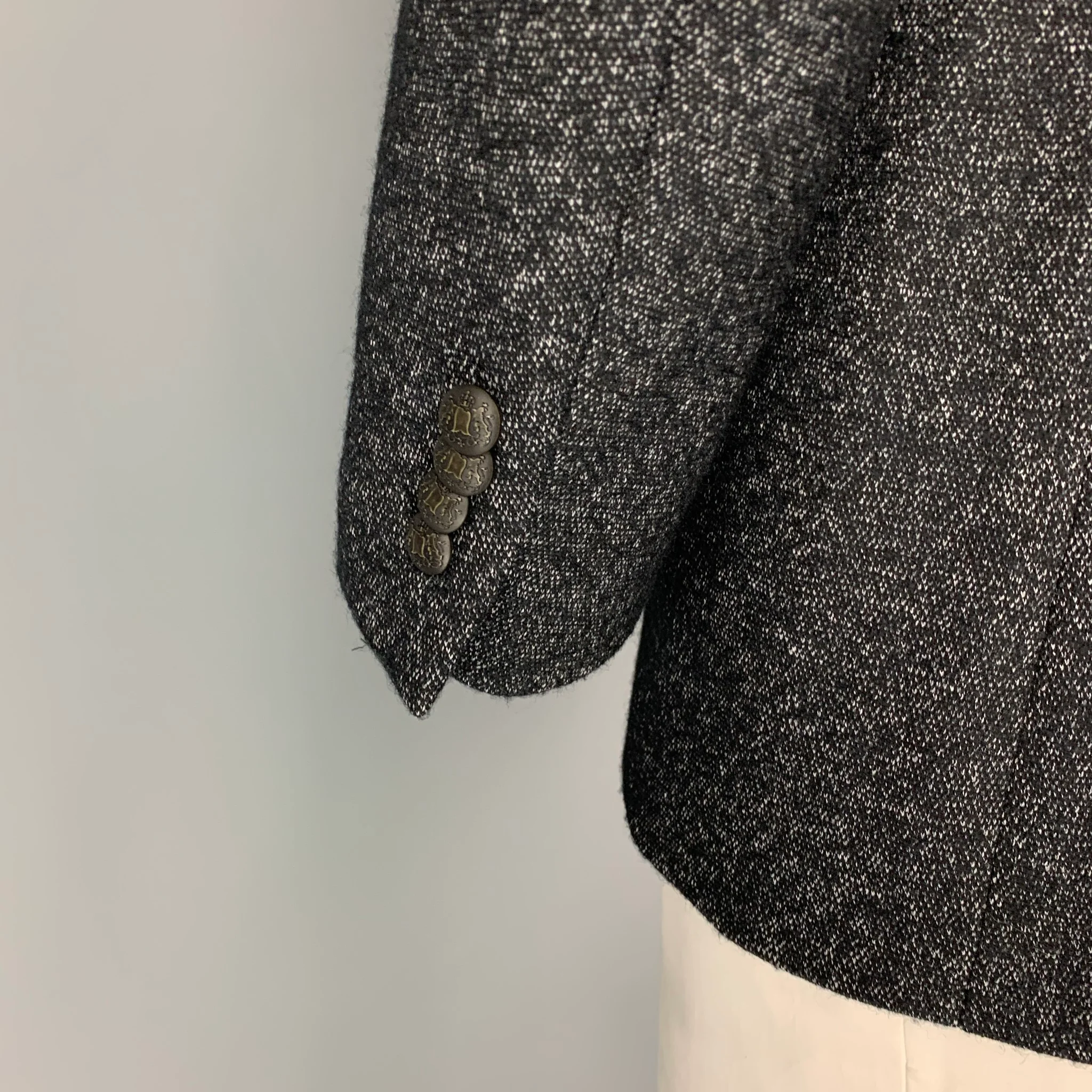 JOHN VARVATOS * U.S.A. Size 42 Black Grey Heather Notch Lapel Sport Coat - Image 5