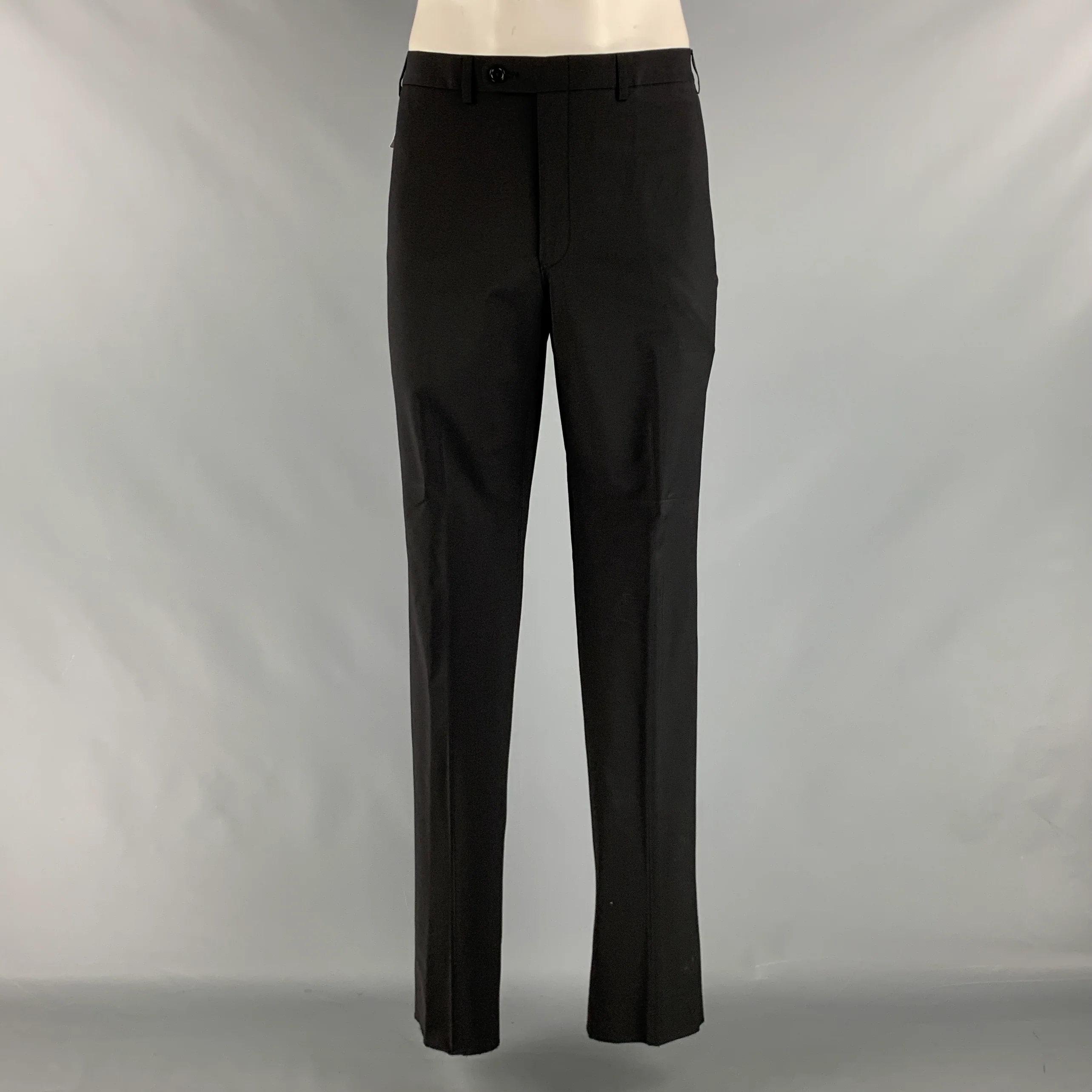 JOHN VARVATOS * U.S.A. Size 46 Black Wool Elastane Single breasted Suit - Image 5