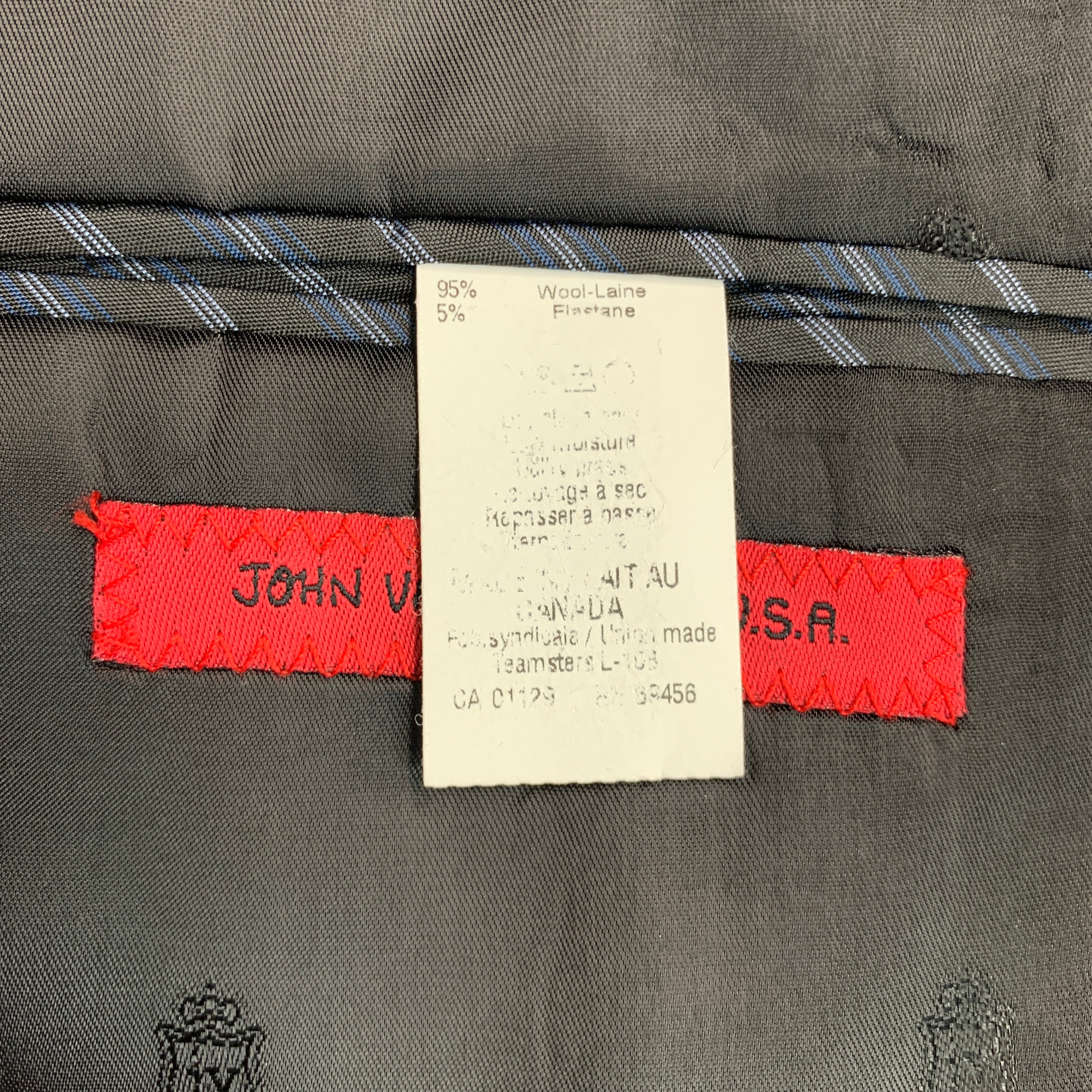JOHN VARVATOS * U.S.A. Size 46 Black Wool Elastane Single breasted Suit - Image 7