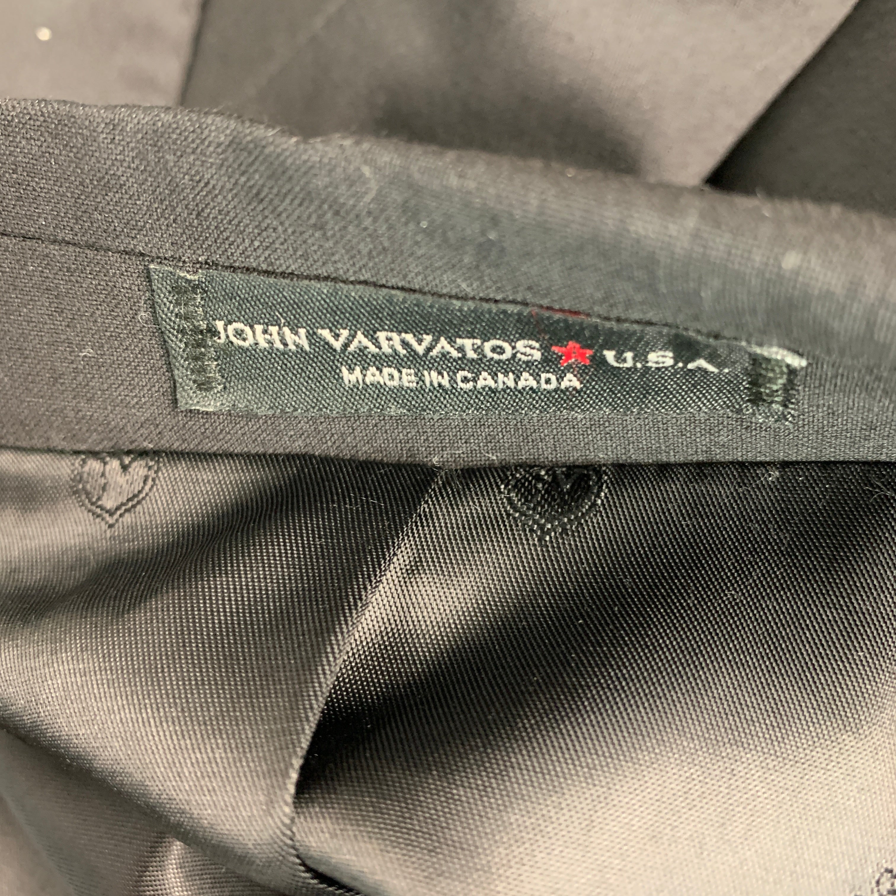 JOHN VARVATOS * U.S.A. Size 46 Black Wool Elastane Single breasted Suit - Image 9