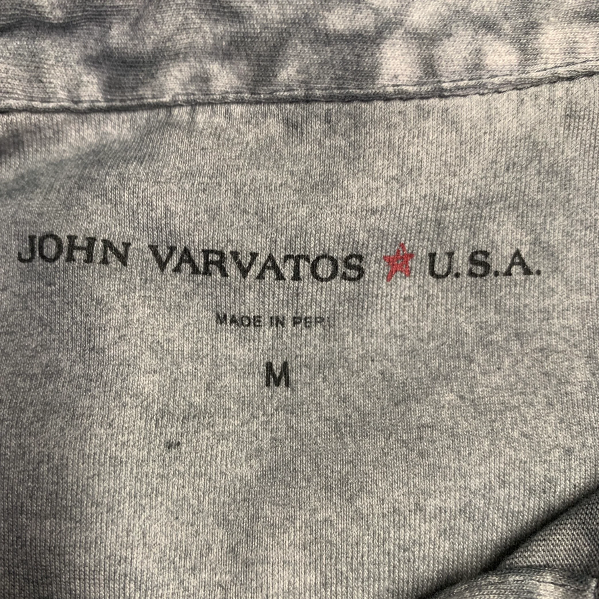 JOHN VARVATOS * U.S.A. Size M Grey Distressed Cotton Half Placket Polo - Image 4