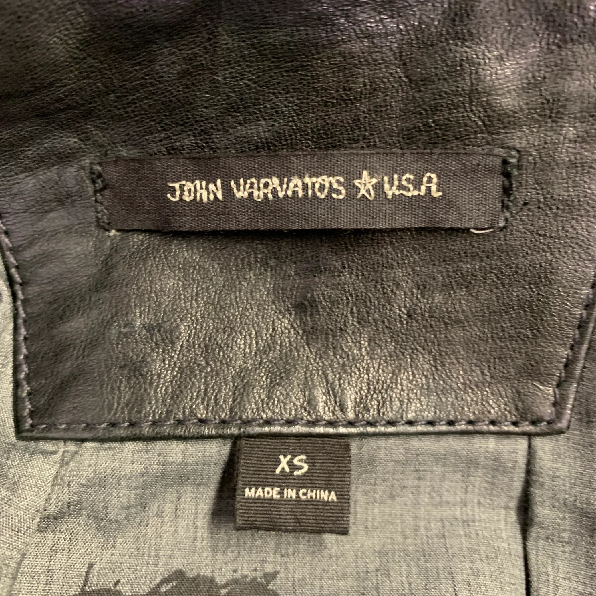 JOHN VARVATOS * U.S.A. Size XS Black Distressed Elbow Patches Leather Jacket - Image 5