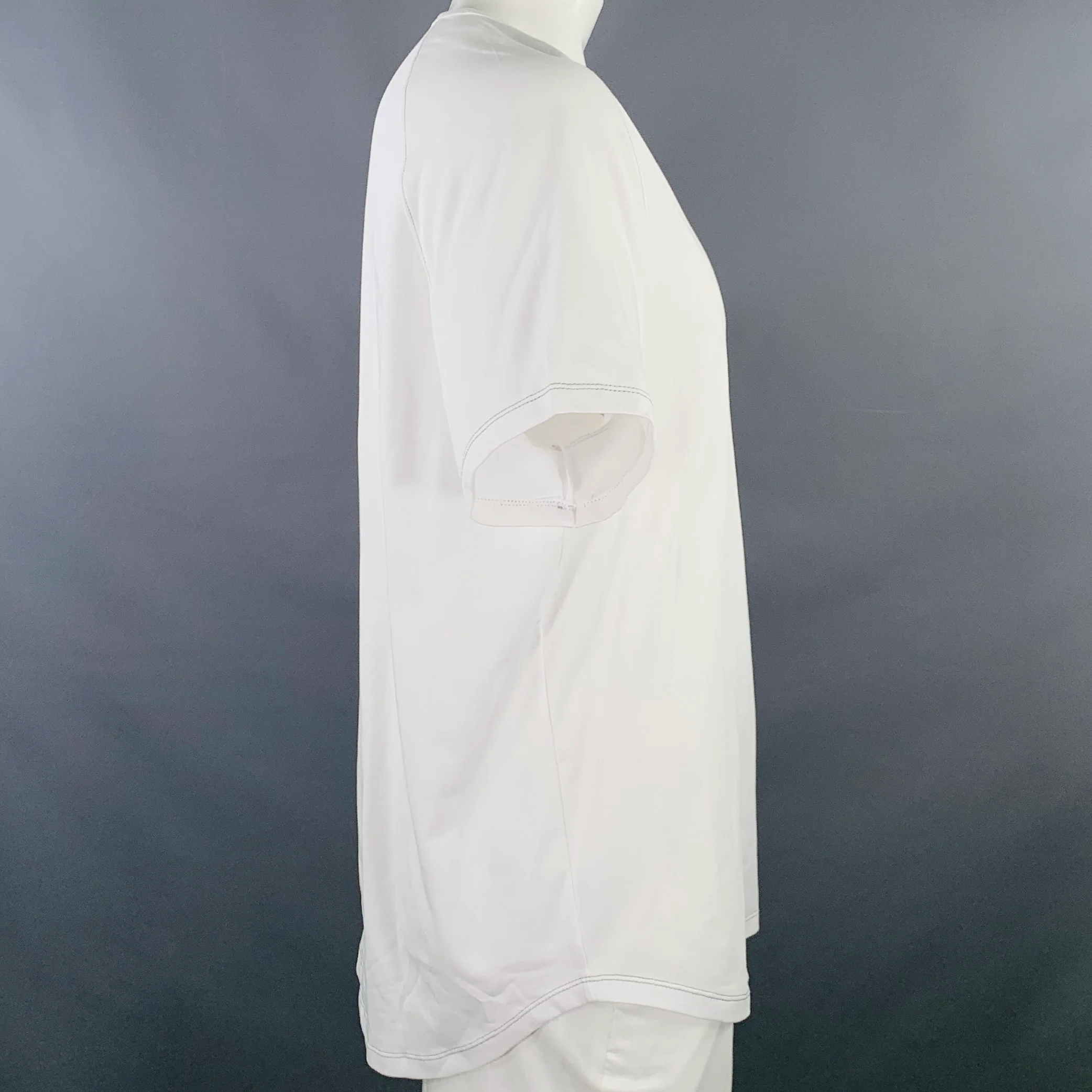 JOHN VARVATOS * U.S.A. Size XXL White Contrast Stitch Cotton Blend T-shirt - Image 3