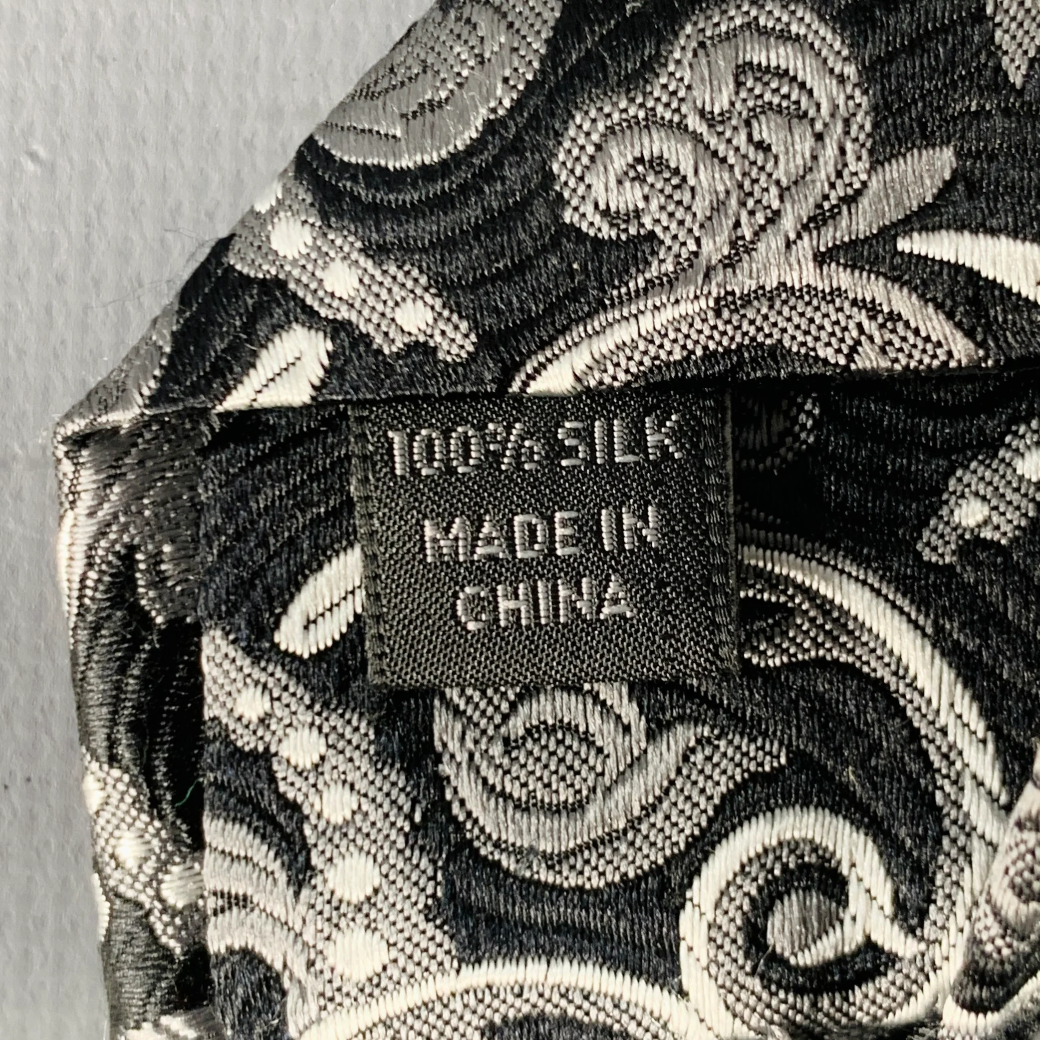 JOHN W. NORDSTROM Black Silver Abstract Floral Silk Tie - Image 5