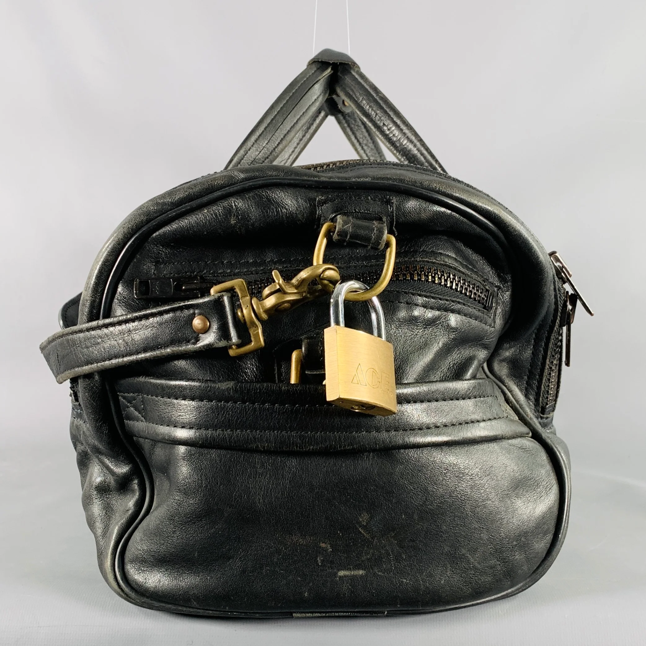 JOHNSON LEATHERS Black Quilted Leather Duffle Bag - Image 3