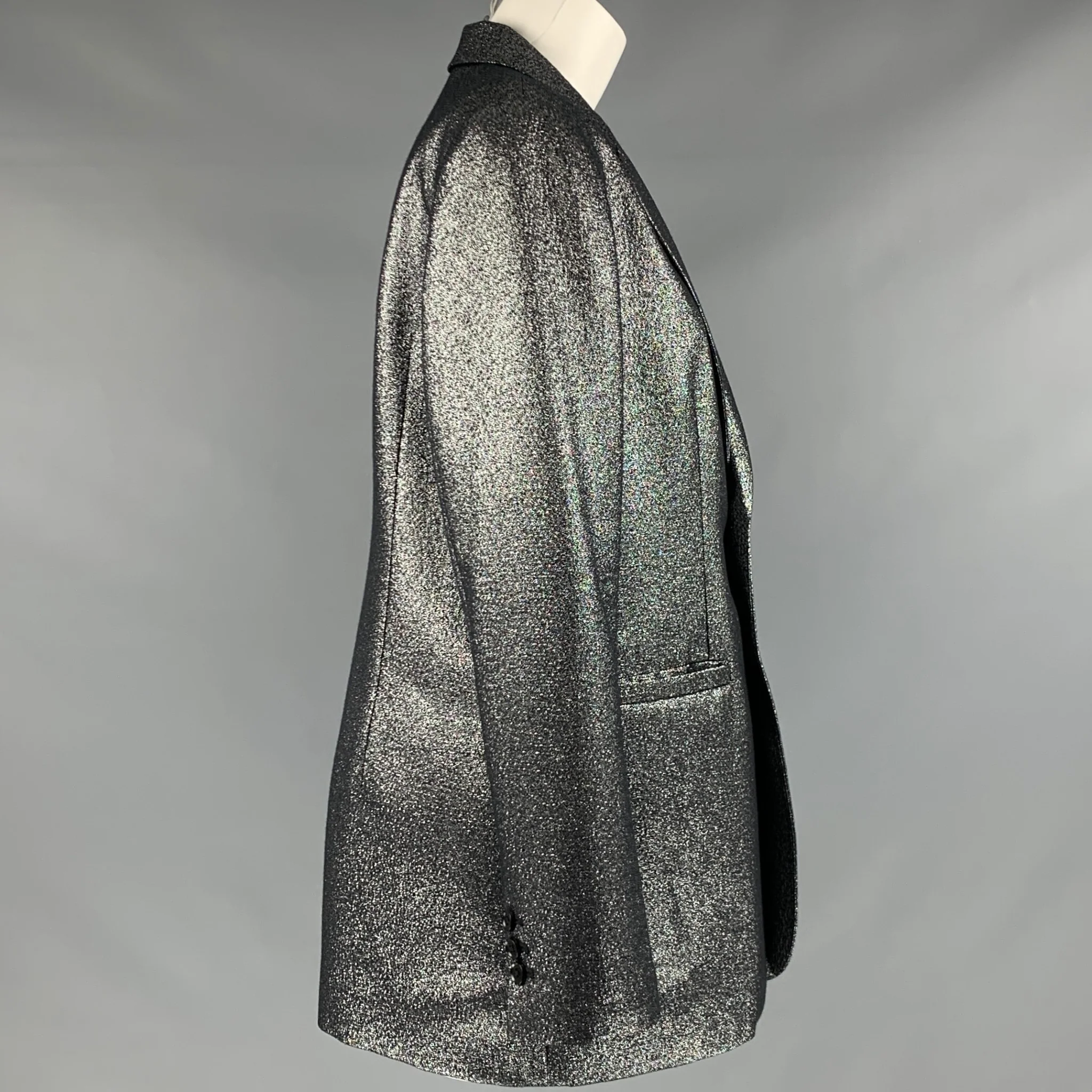 JOIE Size M Silver Polyester Blend Metallic Jacket - Image 3