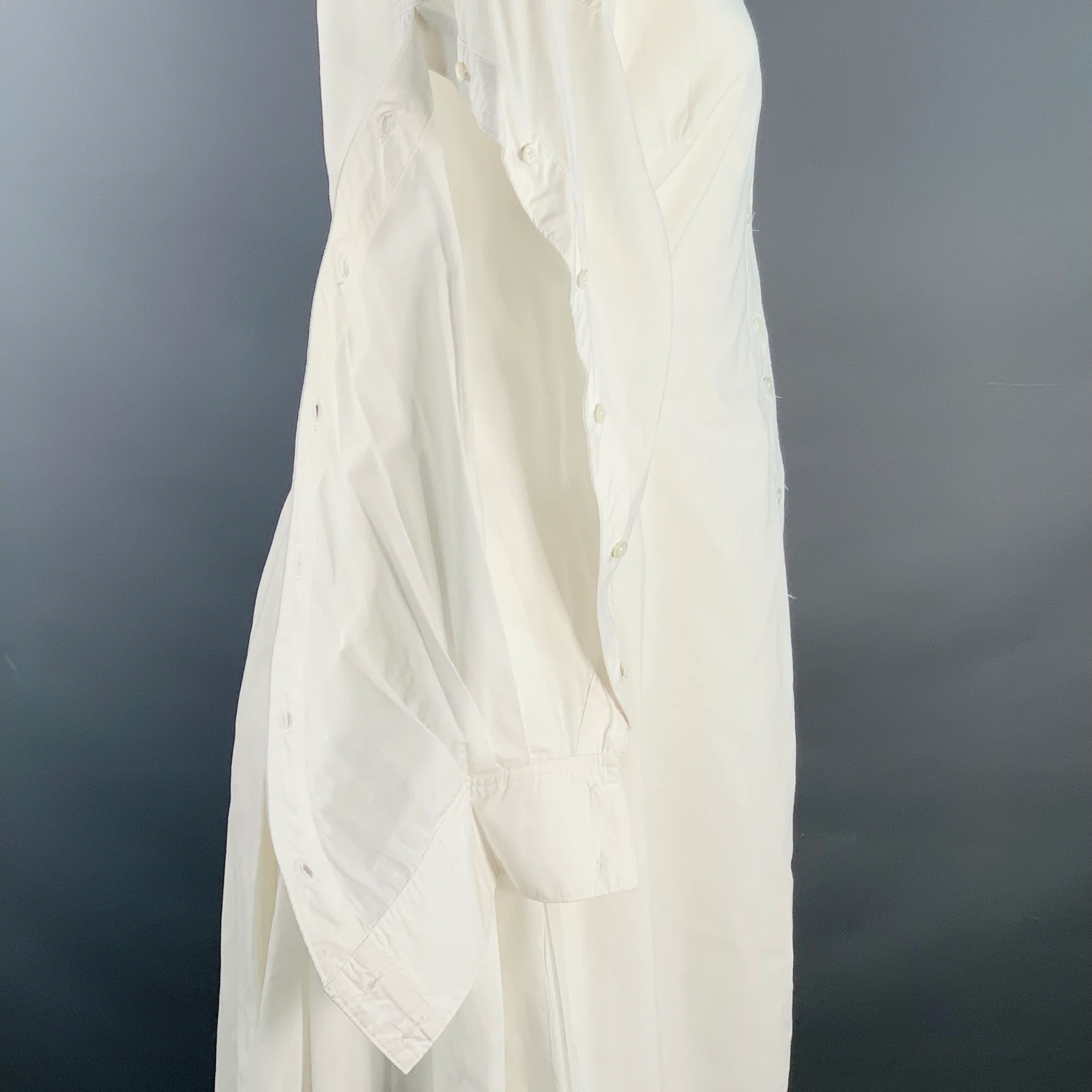 JOIE Size S White Cotton Knee Length Bishop Sleeve Shirt Dress - Image 5