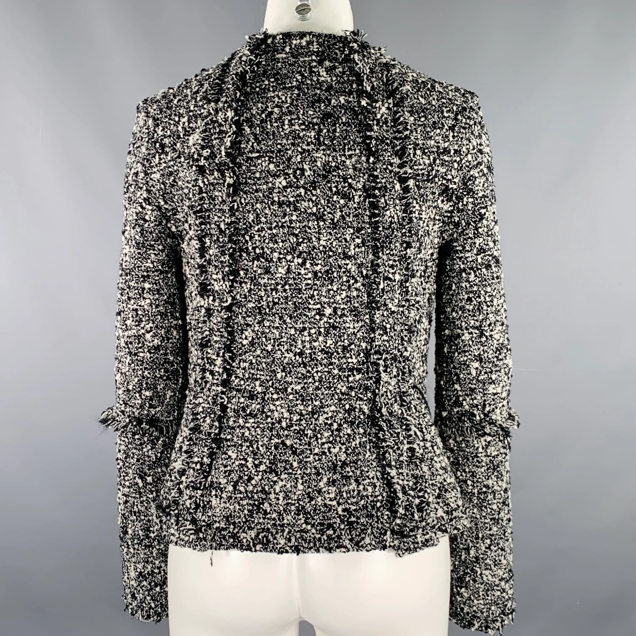JONATHAN COHEN Size 2 Black White Wool Nylon Tweed Jacket Blazer - Image 4