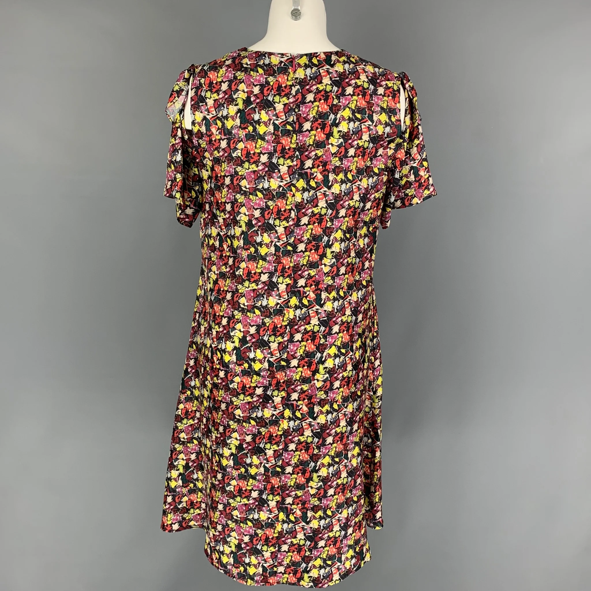 JONATHAN COHEN Size S Multi-Color Silk Short Sleeve Dress - Image 3