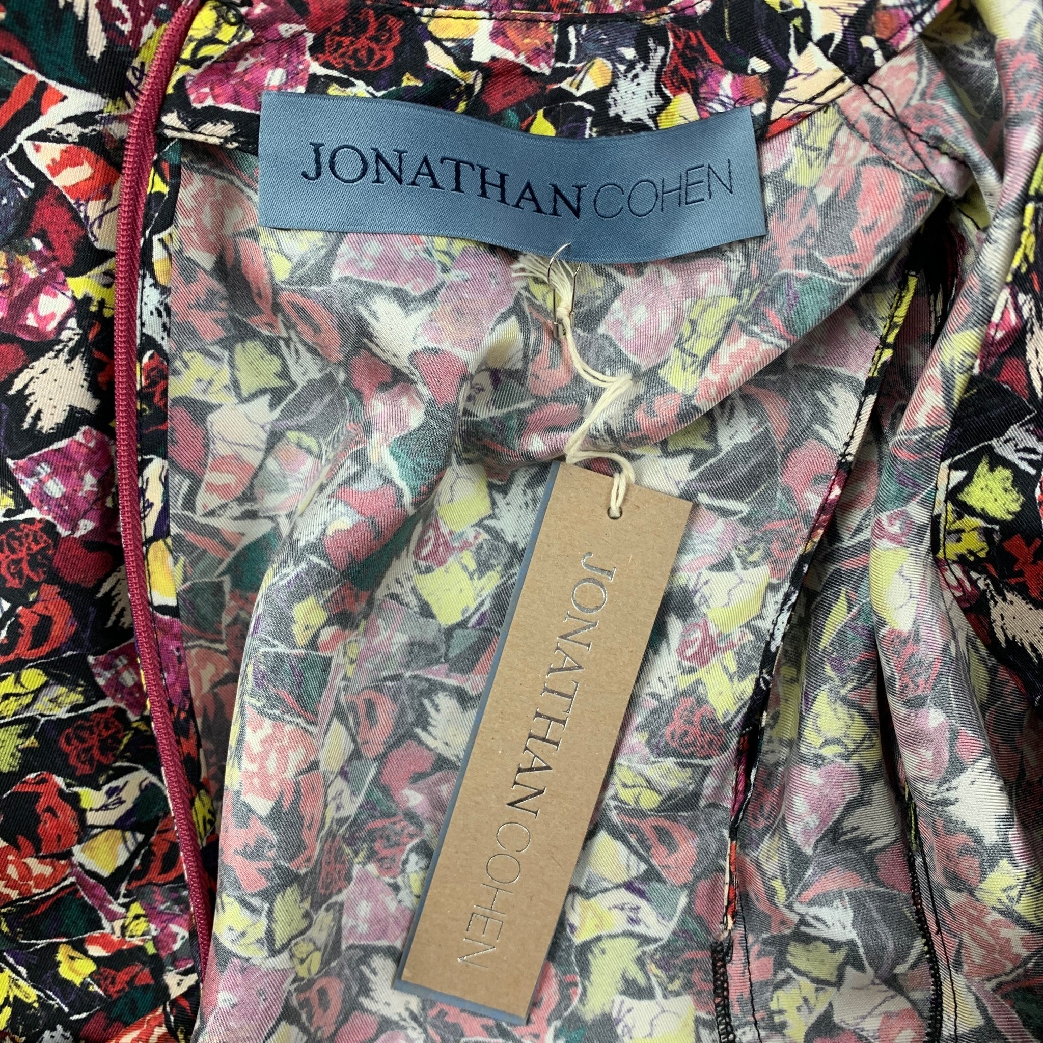 JONATHAN COHEN Size S Multi-Color Silk Short Sleeve Dress - Image 5