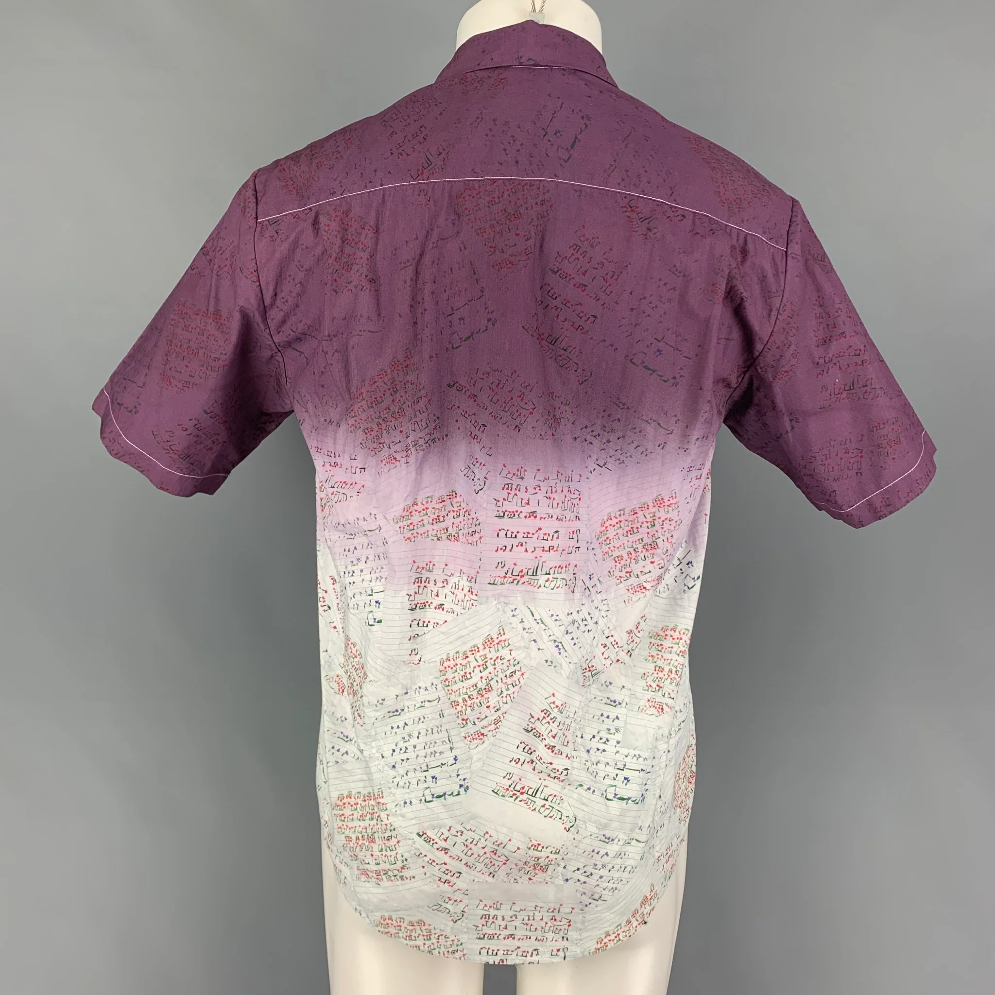 JONATHAN COHEN Size S Purple Graphic Silk Short Sleeve Shirt - Image 3