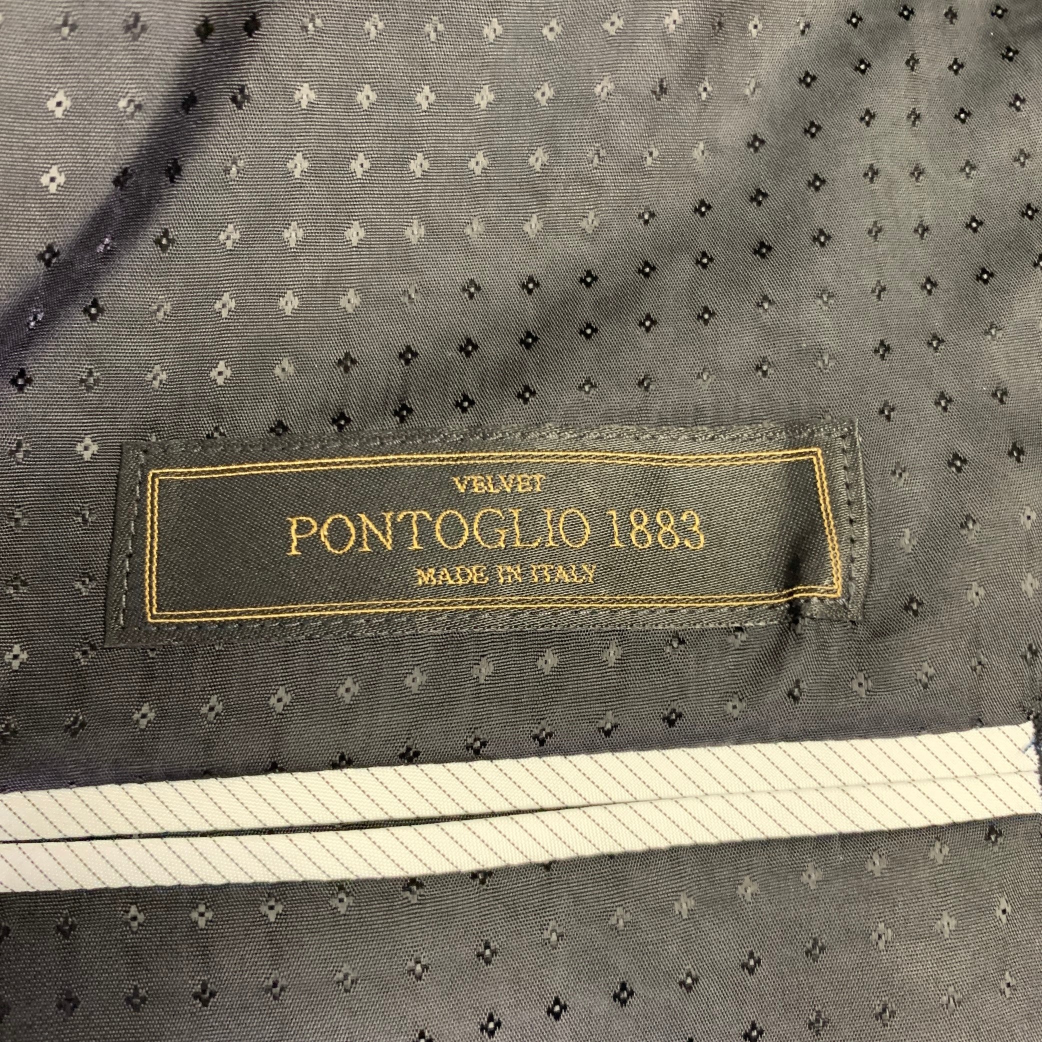 JOSEPH ABBOUD Size 40 Black Burgundy Paisley Cotton Tuxedo Sport Coat - Image 7
