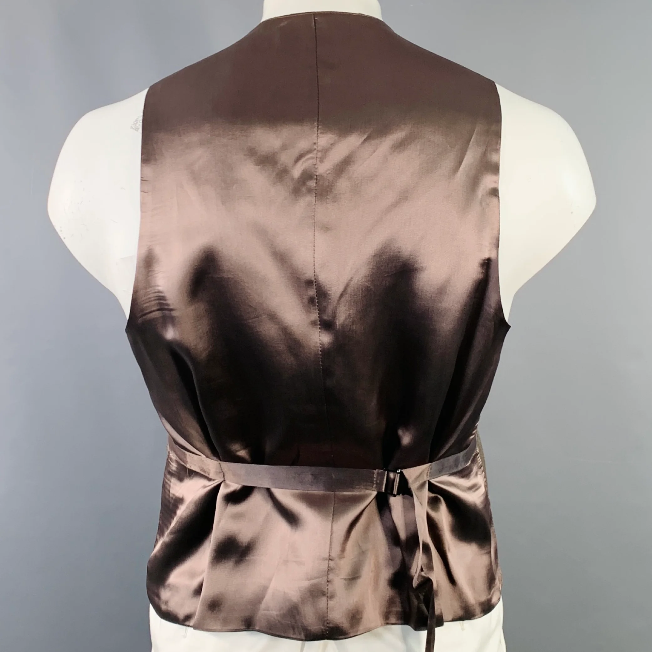 JOSEPH ABBOUD Size 42 Regular Brown Wool V-Neck Vest - Image 3
