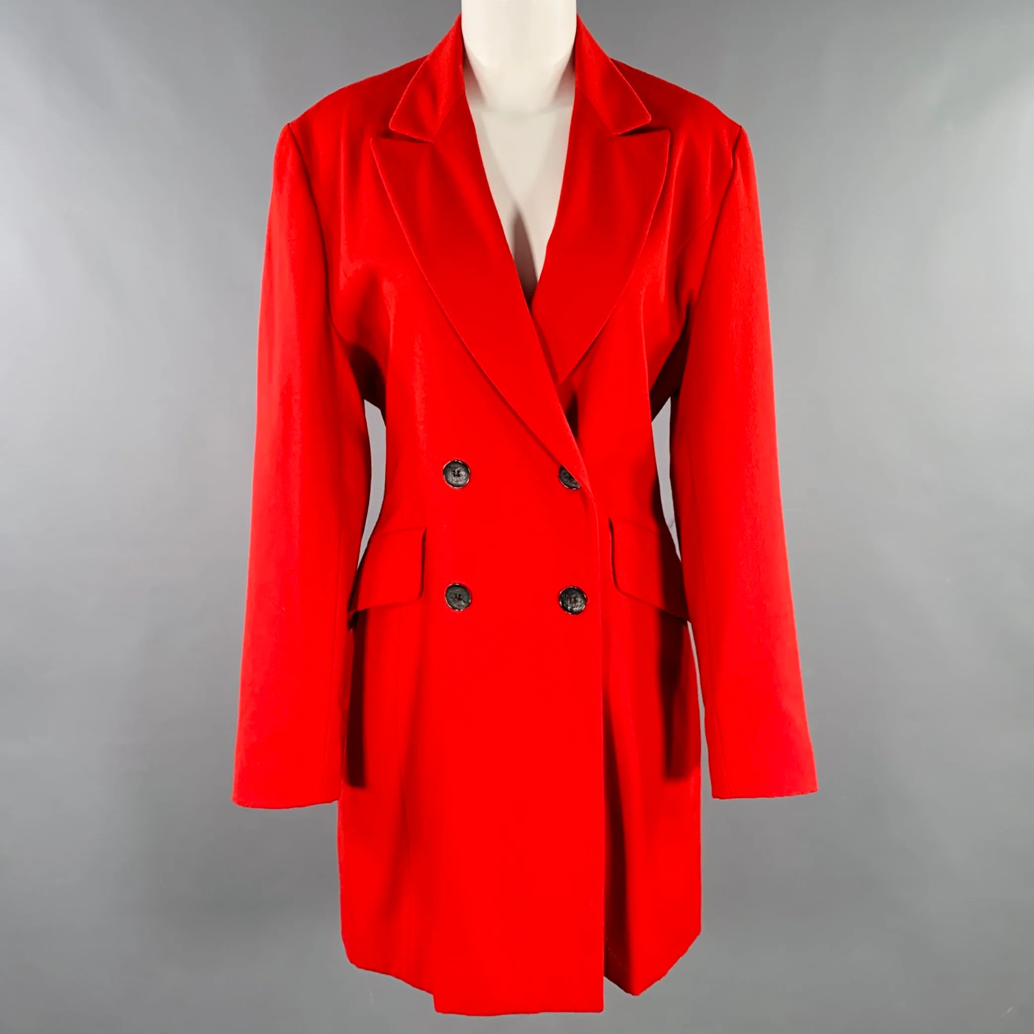 JOSEPH Size 2 Red Wool Double Breasted Coat