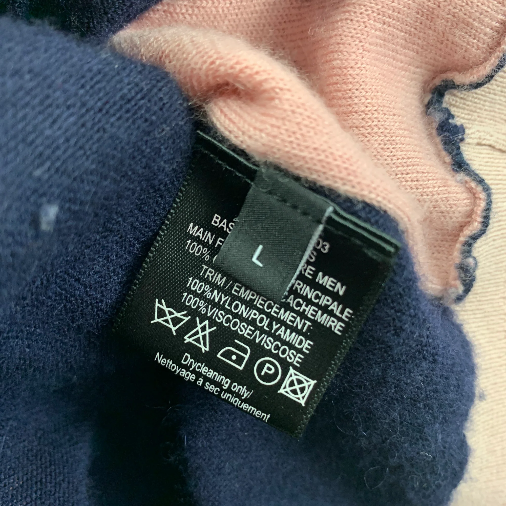 JOSEPH Size L Navy Pink Color Block Cashmere Polo - Image 4