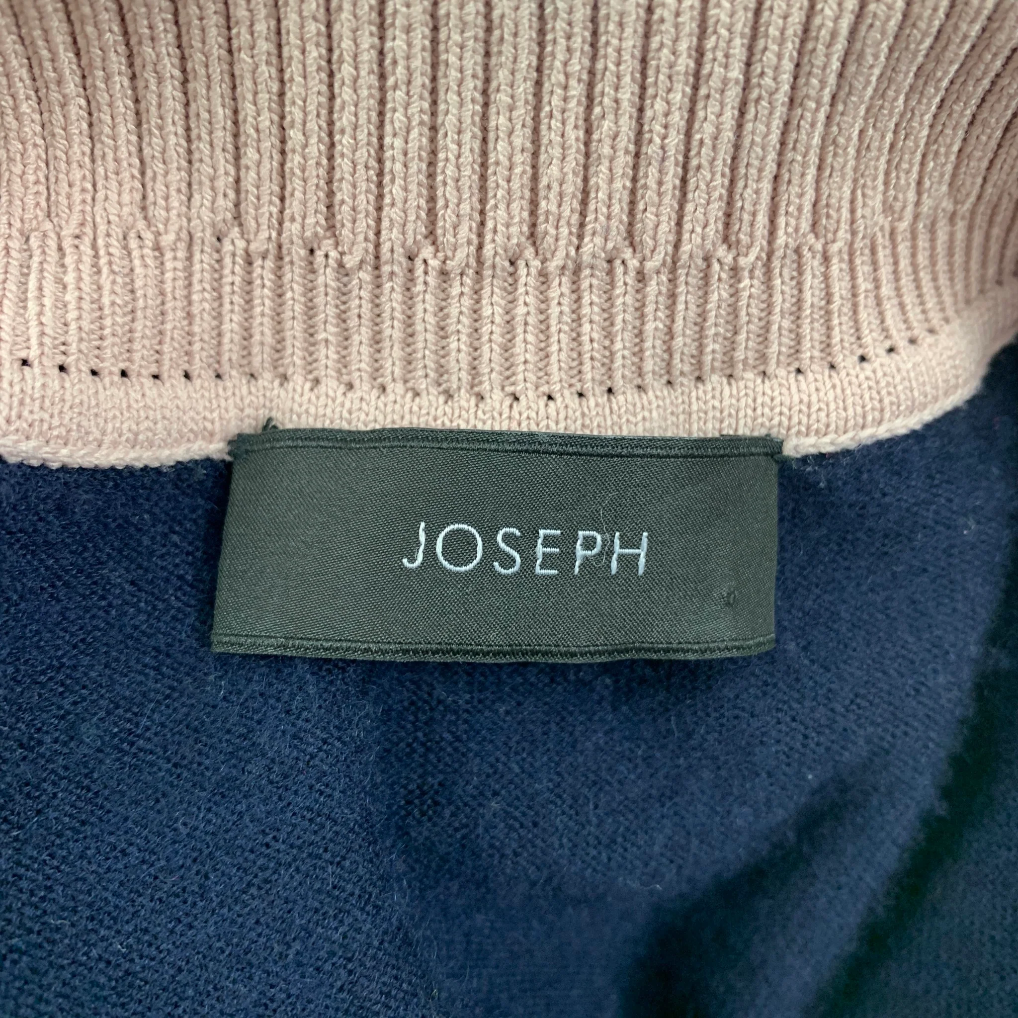 JOSEPH Size L Navy Pink Color Block Cashmere Polo - Image 5