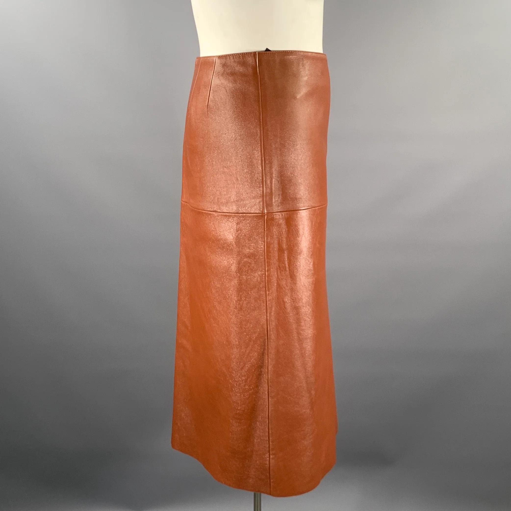 JOSEPH Size L Tan Leather Lambskin Skirt - Image 2